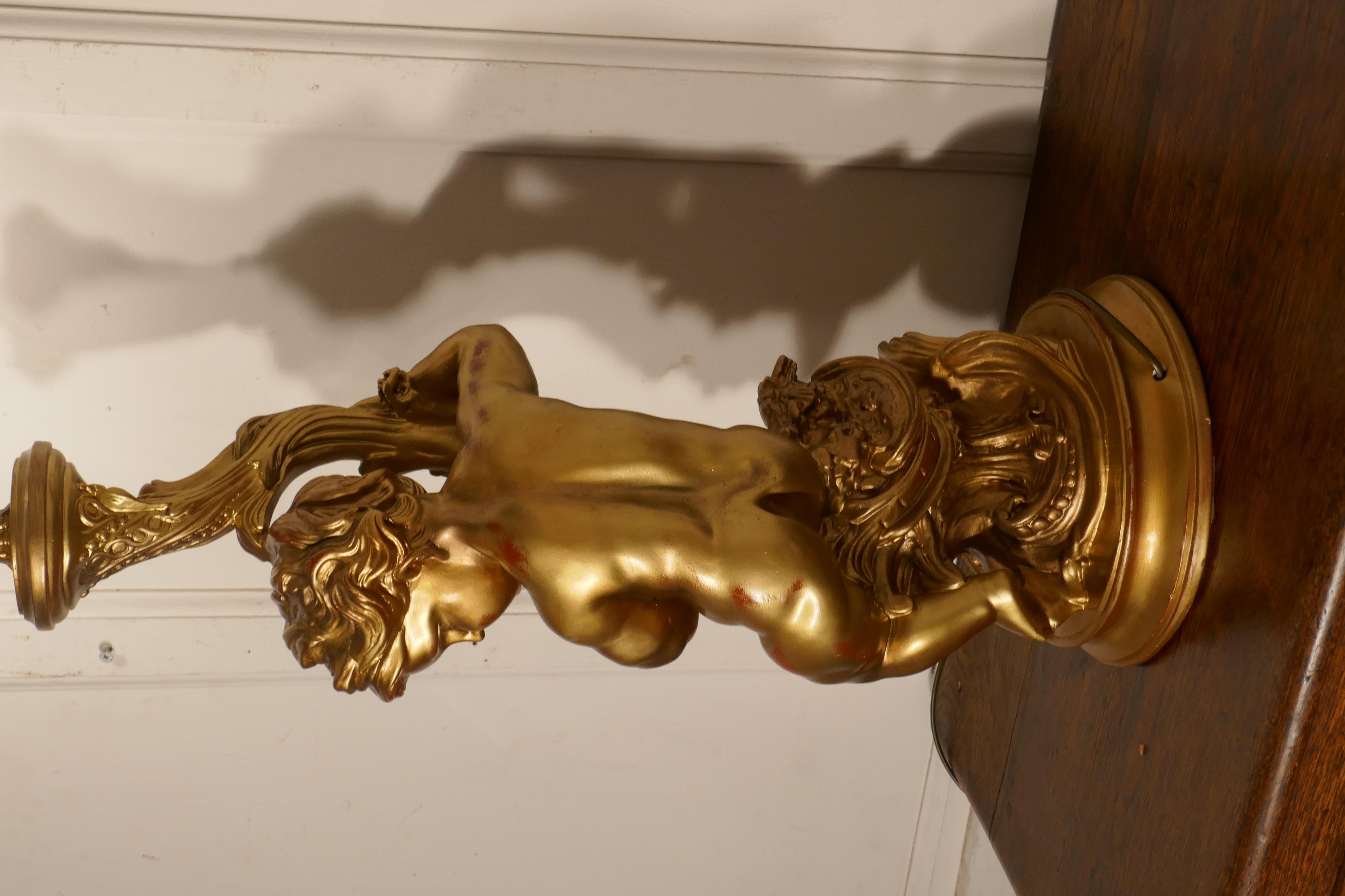 Mid-20th Century Huge Gilt Table Lamp in the form of a Cherub or Putti For Sale