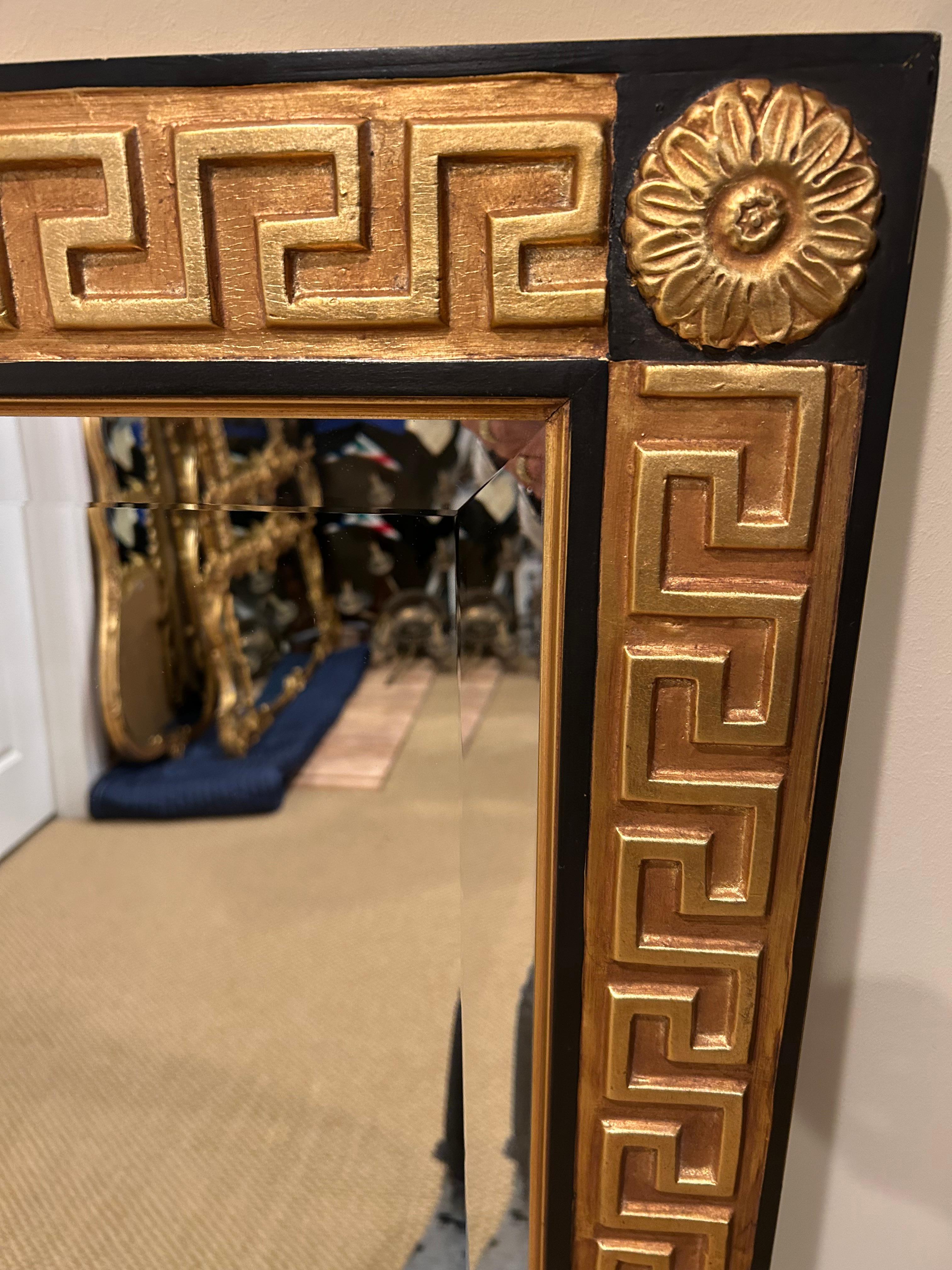 American Very Large Glamorous Rectangular Greek Key Hollywood Regency Style Mirror For Sale