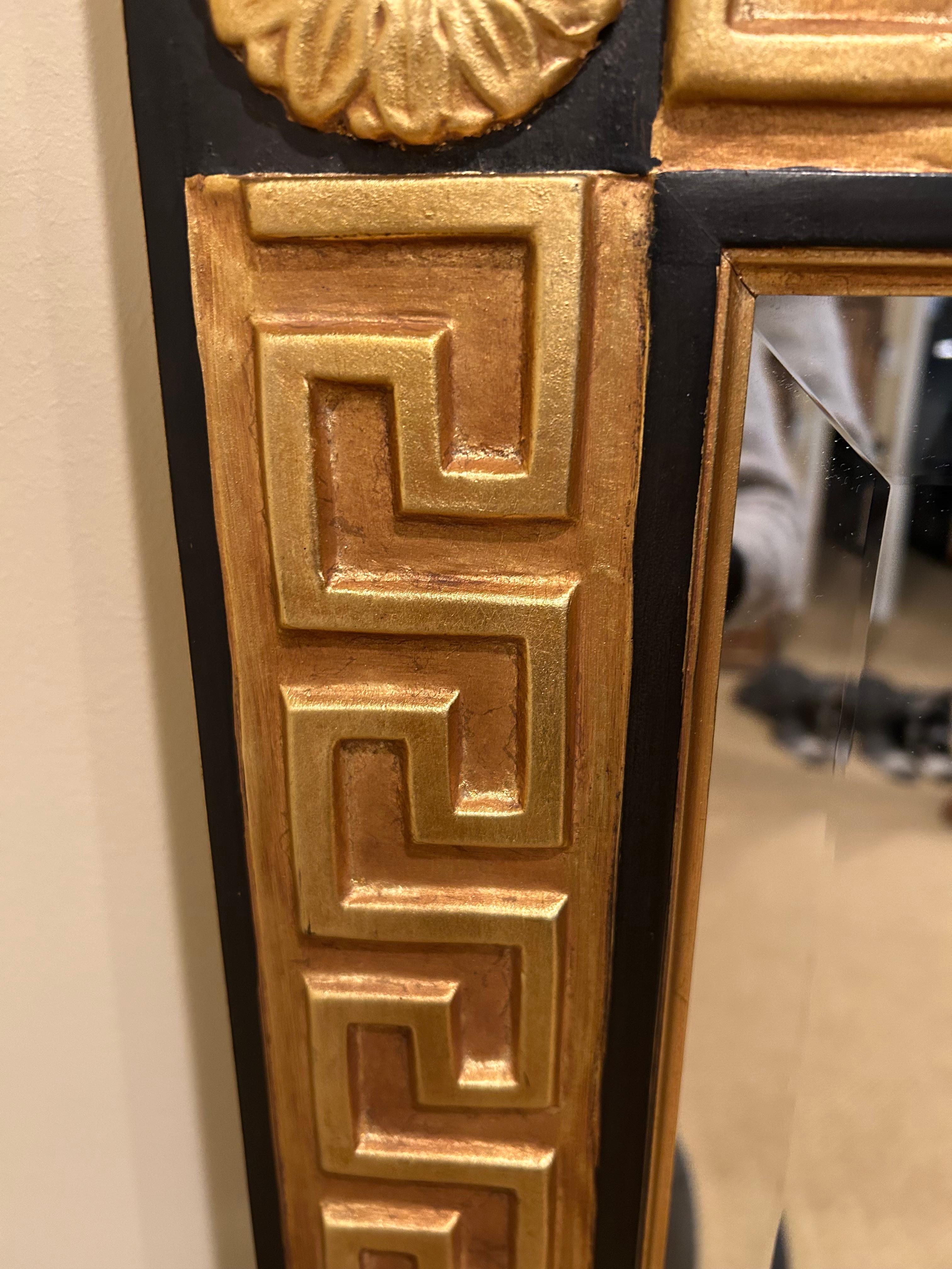 Very Large Glamorous Rectangular Greek Key Hollywood Regency Style Mirror In Good Condition For Sale In Hopewell, NJ