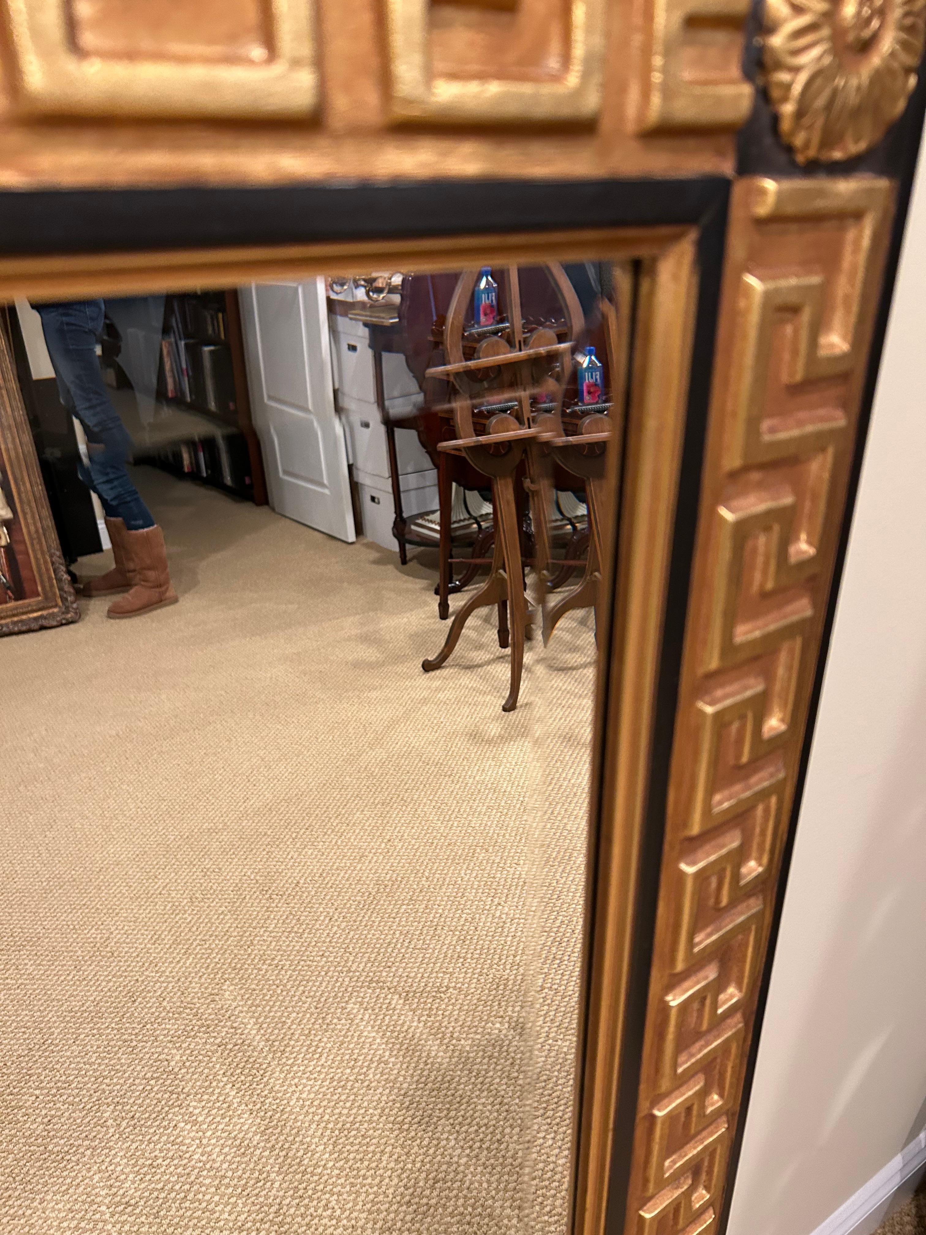 Very Large Glamorous Rectangular Greek Key Hollywood Regency Style Mirror For Sale 1