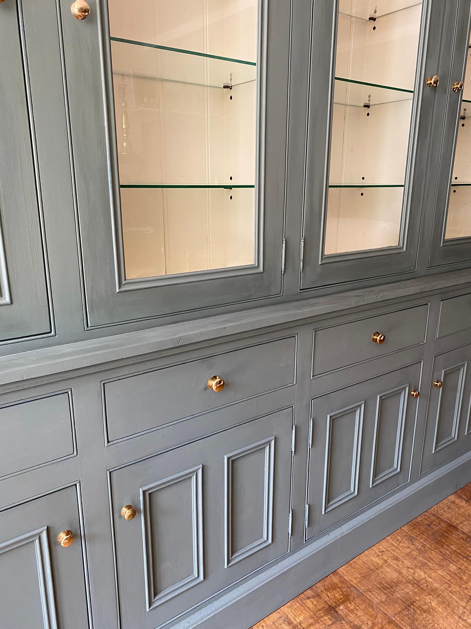 British Very Large Glazed Kitchen Unit or Shop Display Cabinet