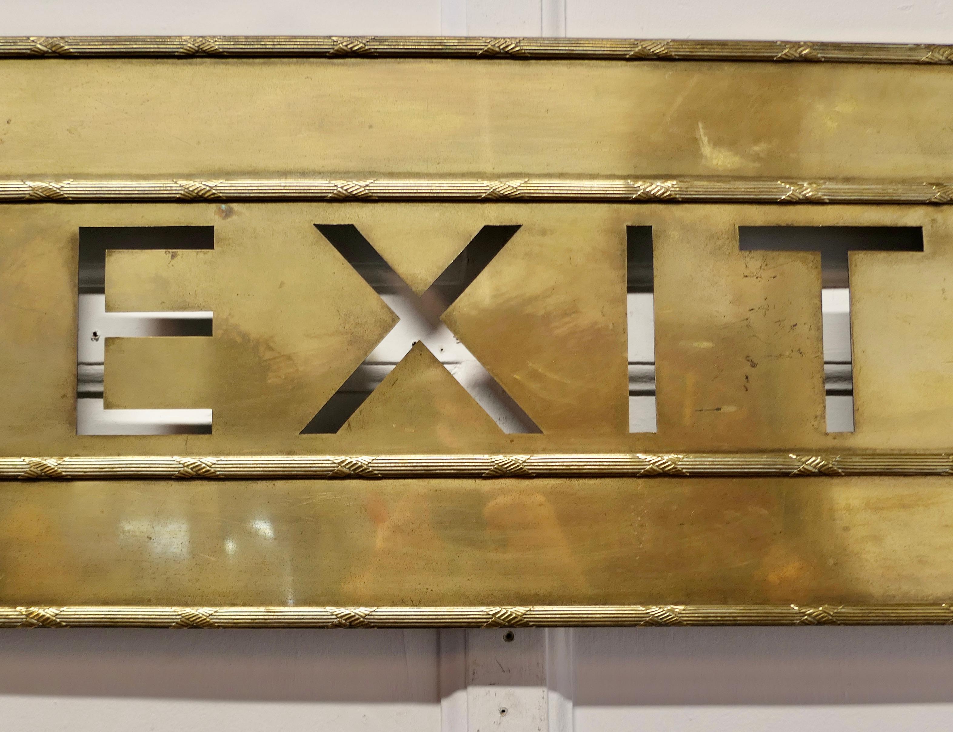 Very Large Gold Brass Odeon Cinema EXIT Sign   A great piece of nostalgia  In Good Condition For Sale In Chillerton, Isle of Wight