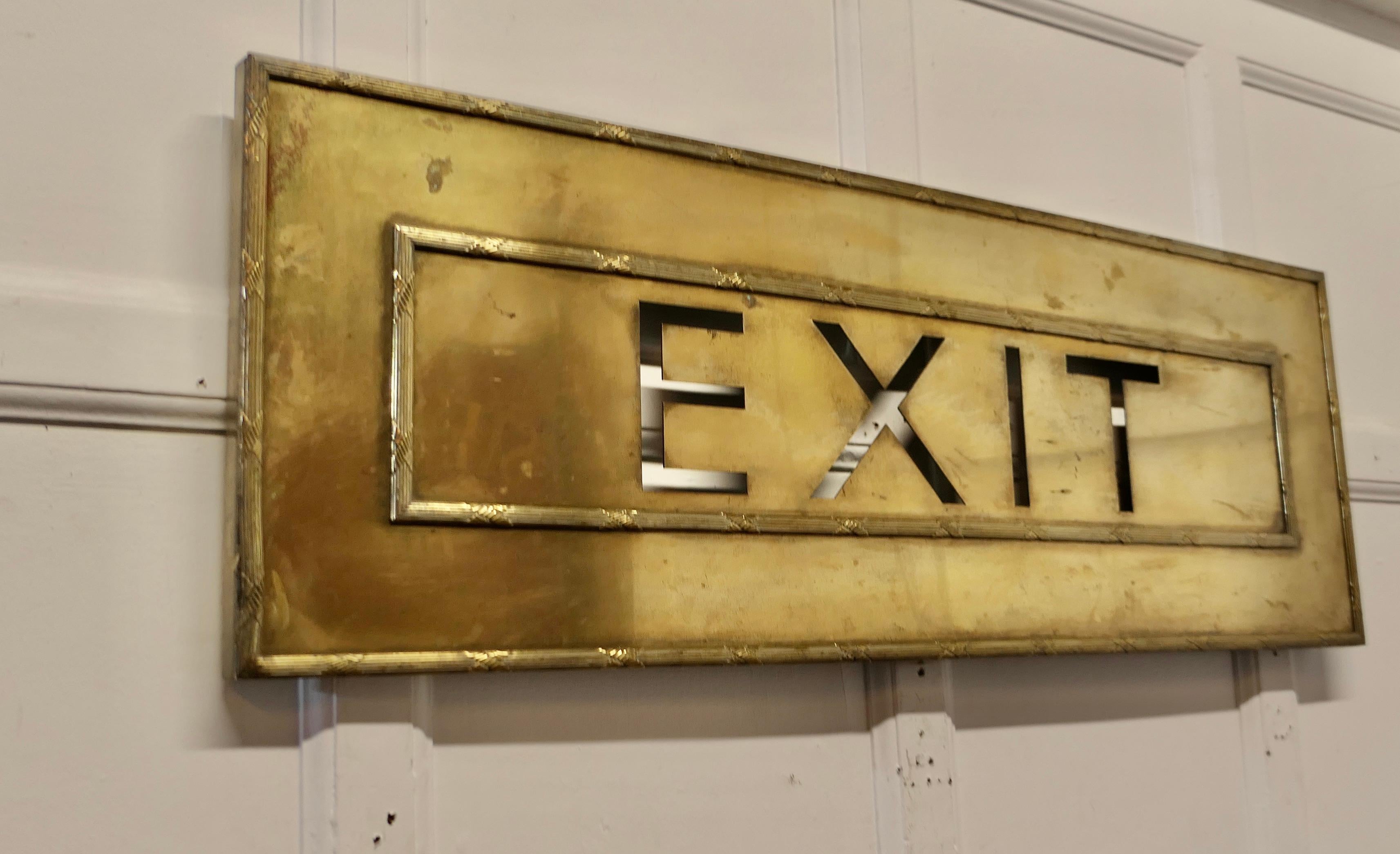 Very Large Gold Brass Odeon Cinema EXIT Sign   A great piece of nostalgia  For Sale 1