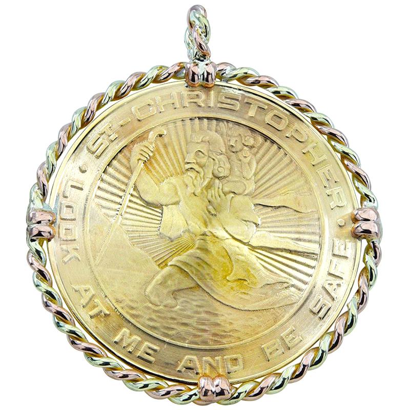 Very Large Gold St. Christopher's Pendant