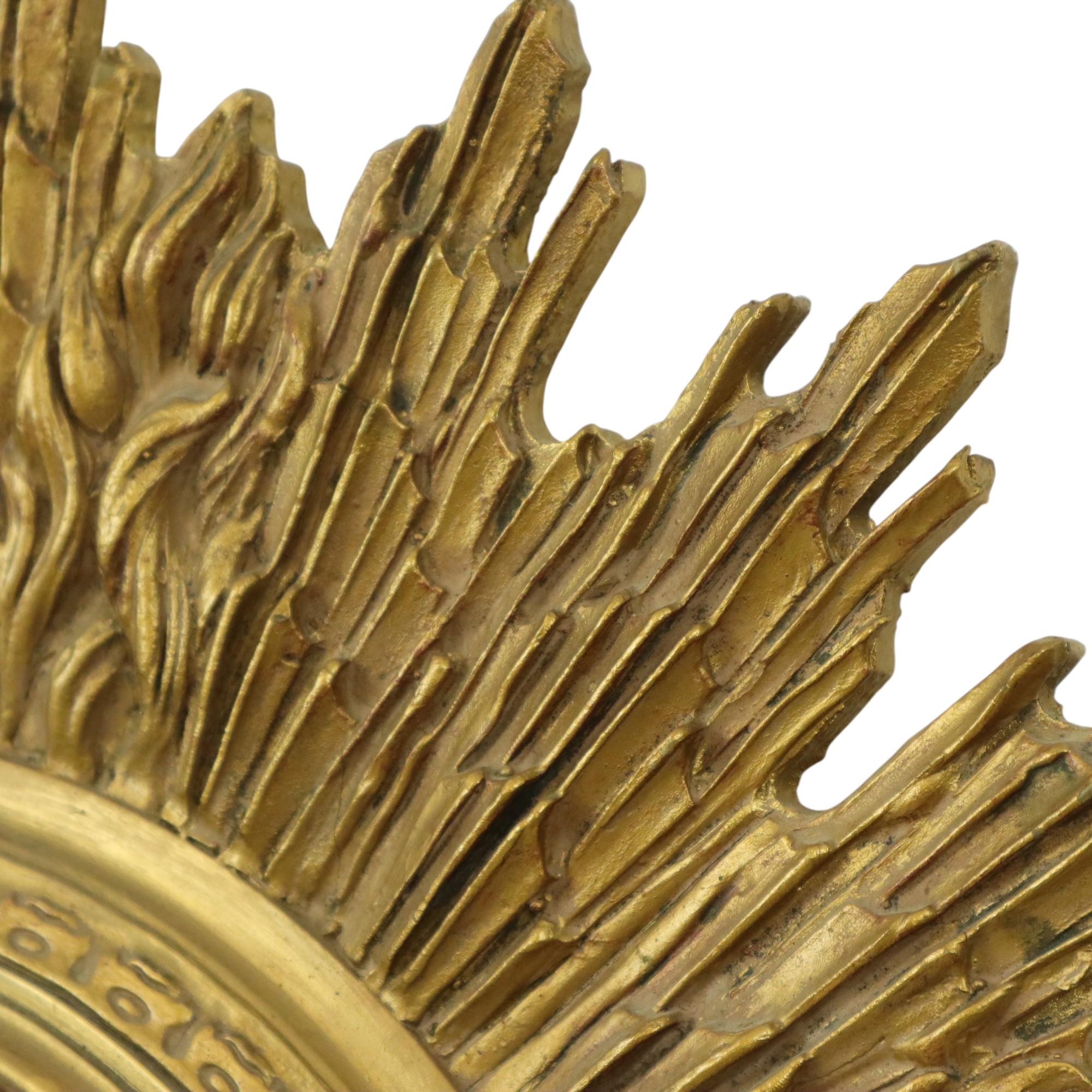 Very Large Gold Sunburst Mirror XL Resin 69cm For Sale 4