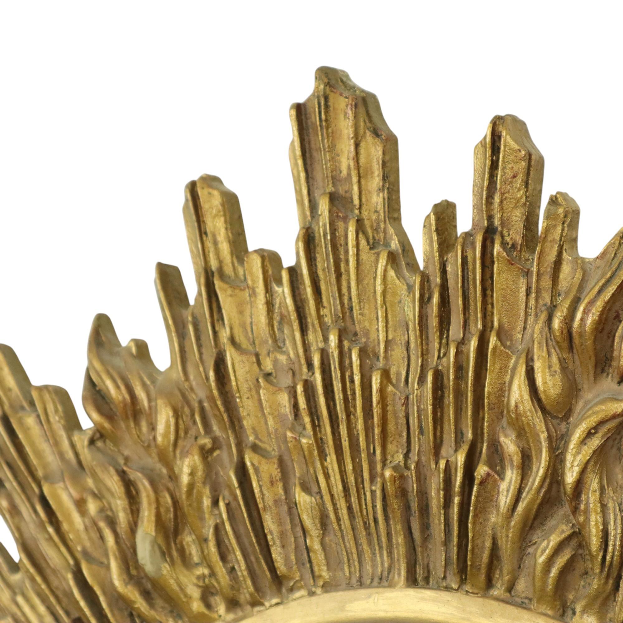 Very Large Gold Sunburst Mirror XL Resin 69cm For Sale 5