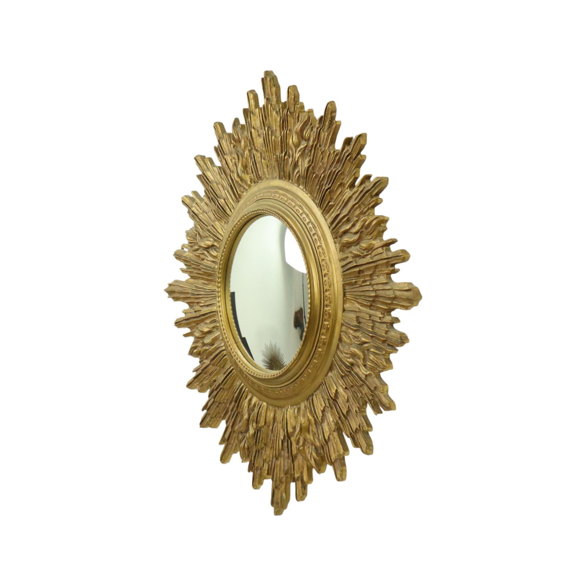 Very Large Gold Sunburst Mirror XL Resin 69cm For Sale 7