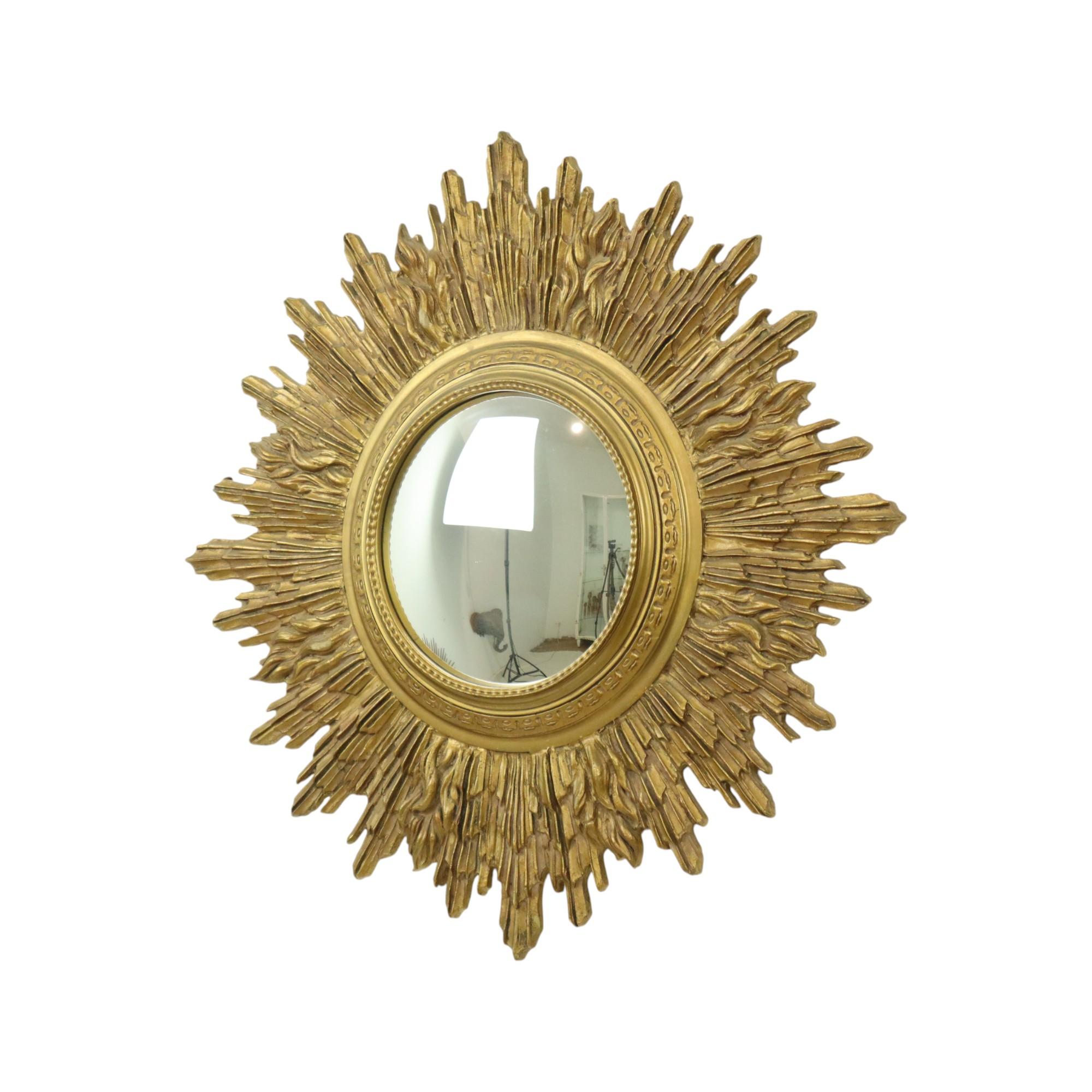 Very Large Gold Sunburst Mirror XL Resin 69cm For Sale 8