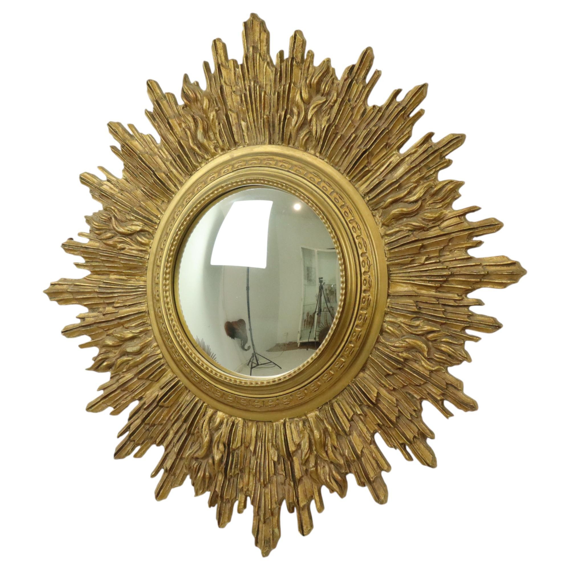 Very Large Gold Sunburst Mirror XL Resin 69cm For Sale 2
