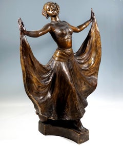 Very Large Goldscheider Vienna Sculpture, Ruth, Dancer In Oriental Costume, 1915