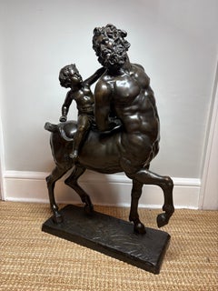 Very large Grand Tour Italian bronze of Centaur teased by Eros after the Antique