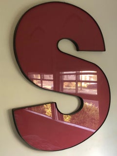 Very Large Graphic Wall Art Red Acrylic Letter S from Vintage Sign