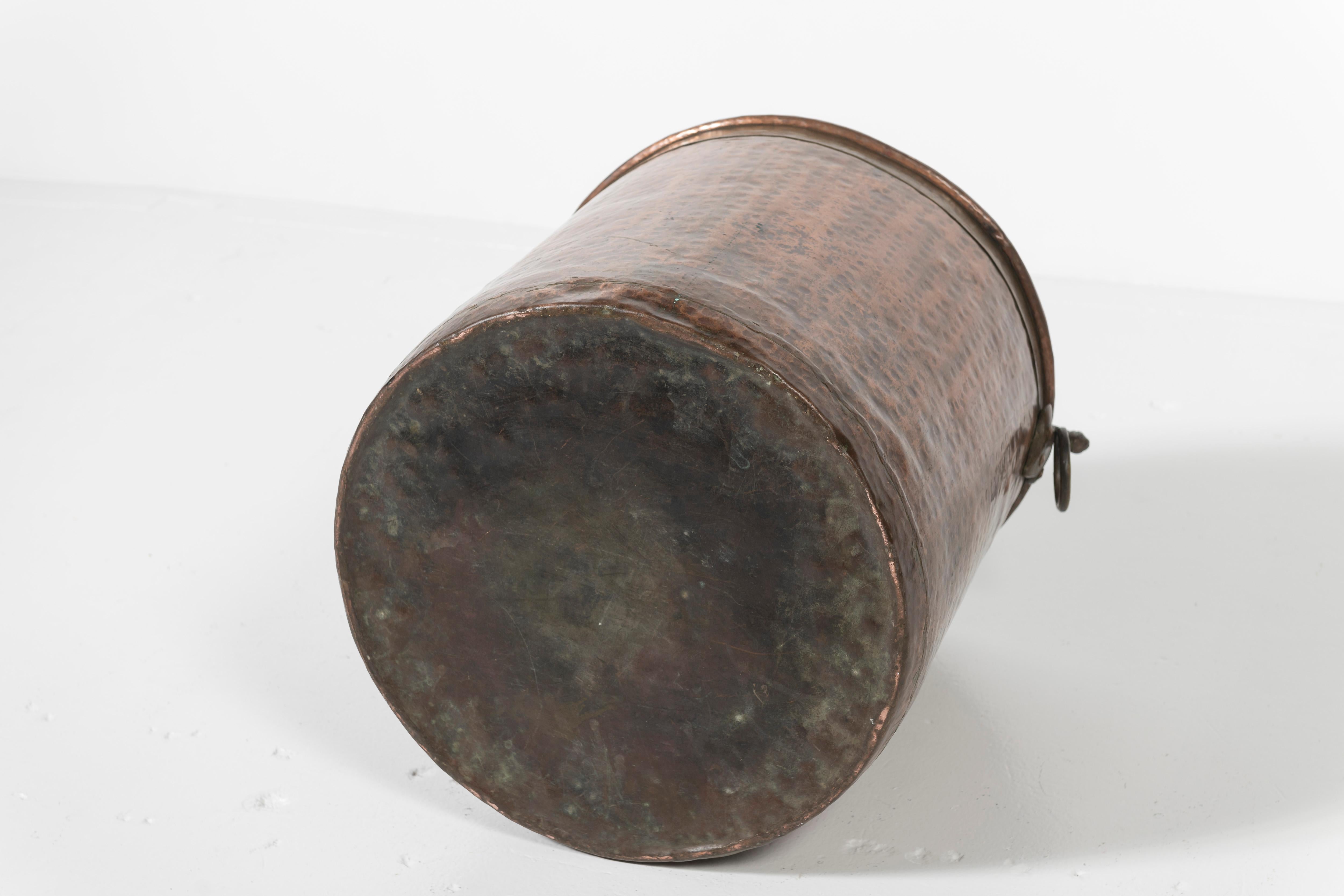 Very Large Hammered Copper Planter with Brass Details 3