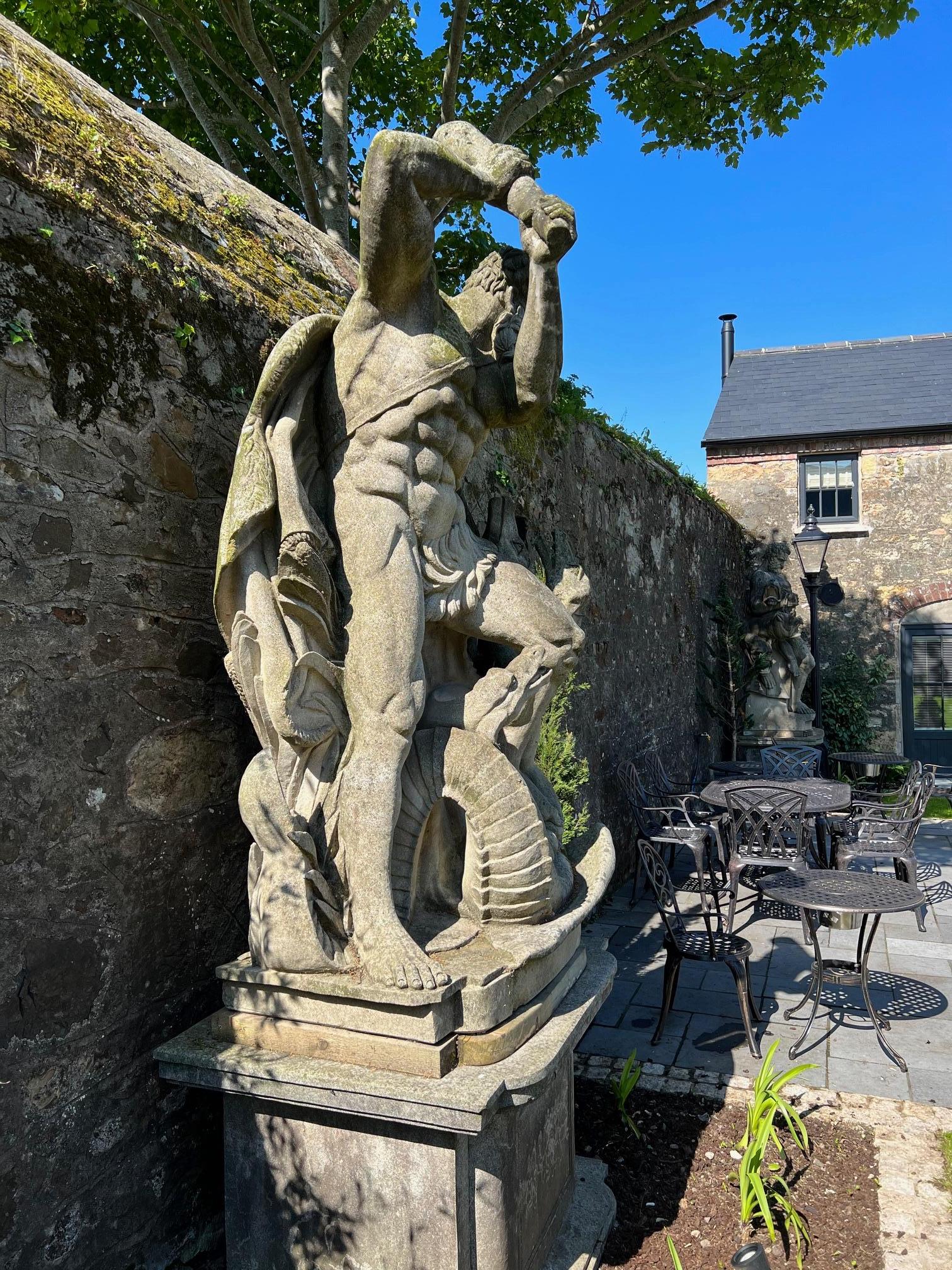 Very large hand-carved Italian Vicenza stone statue depicting Hercules For Sale 1