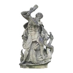Very large hand-carved Italian Vicenza stone statue depicting Hercules