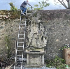 Very large hand-carved Italian Vicenza stone statue depicting Hercules