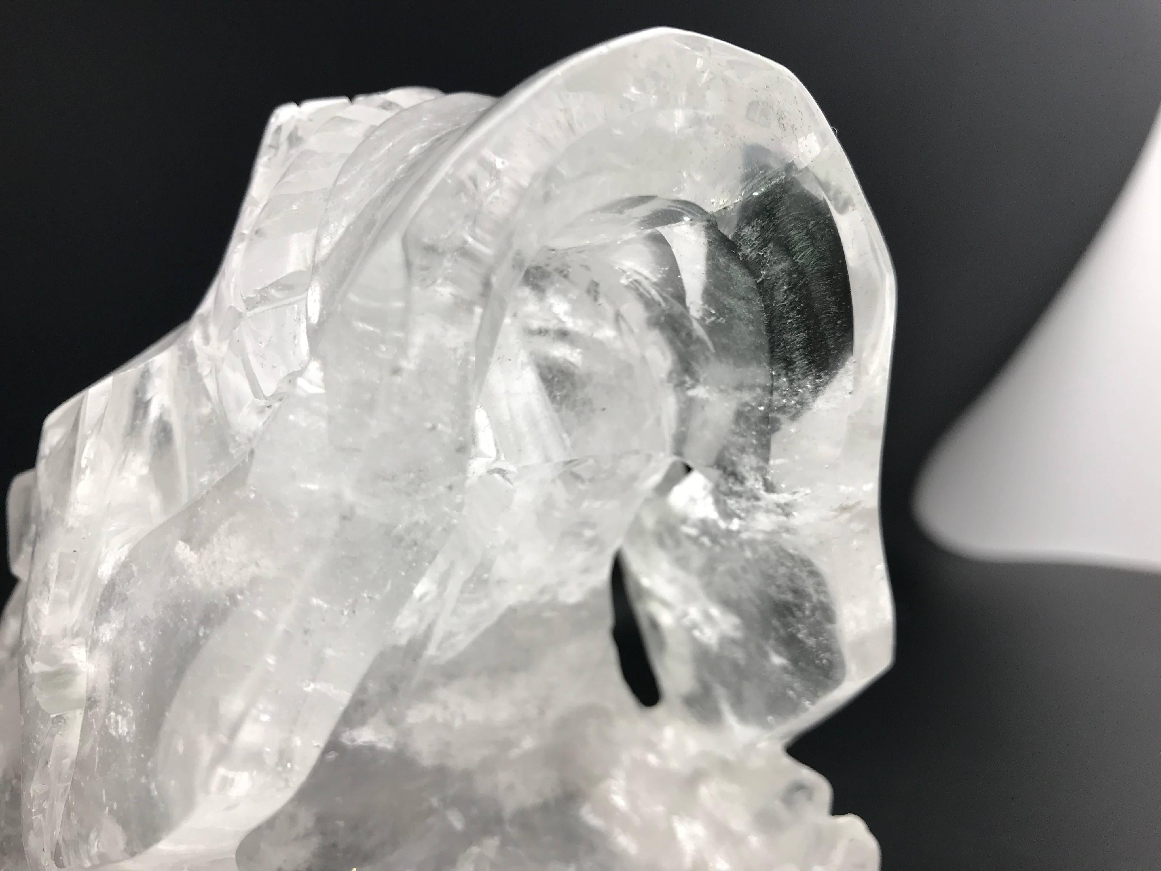 Very Large Hand-Carved Rock Crystal Skull In Good Condition In New York, NY