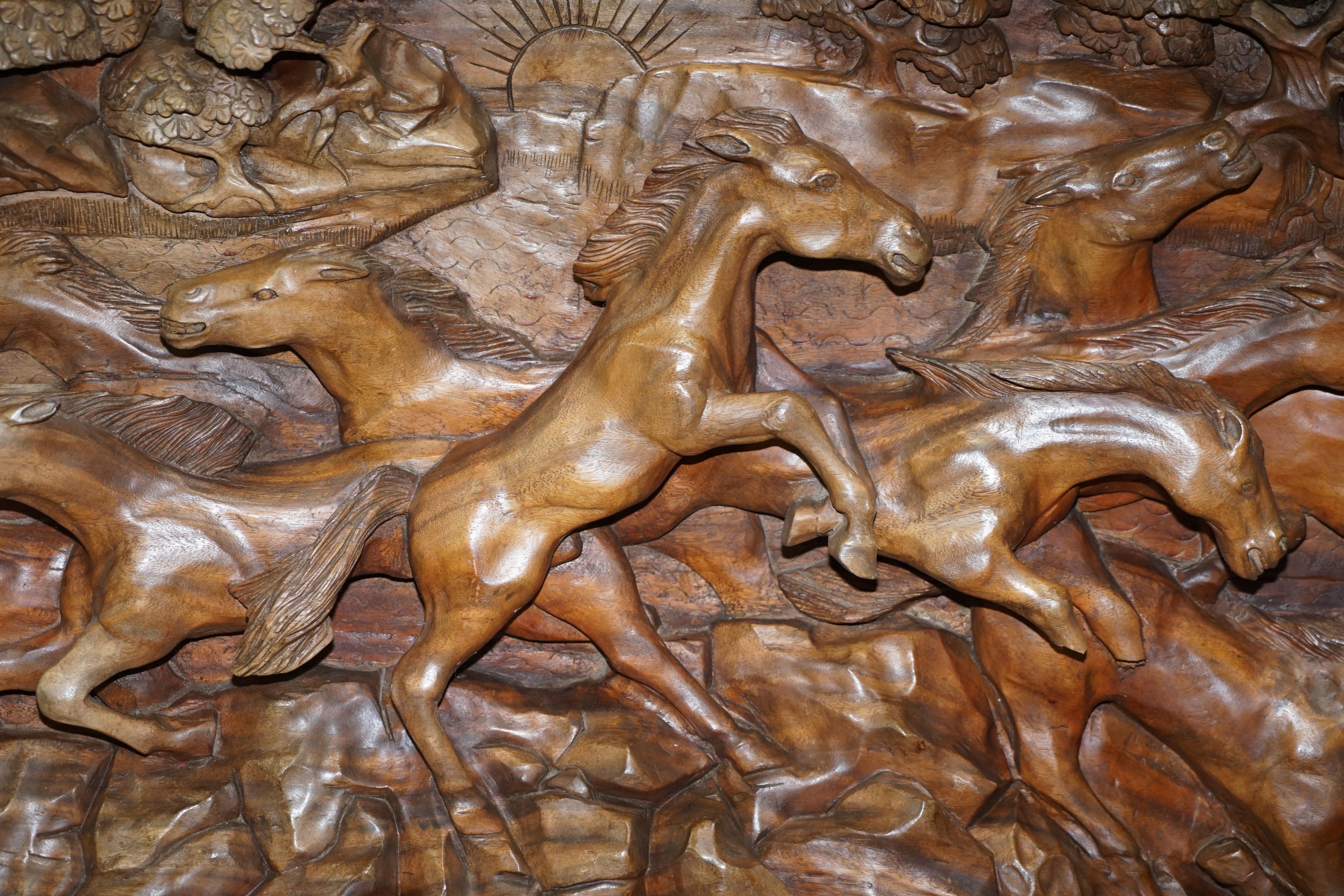 English Very Large Hand Carved Solid Wood Horse Sculpture 3D Must See