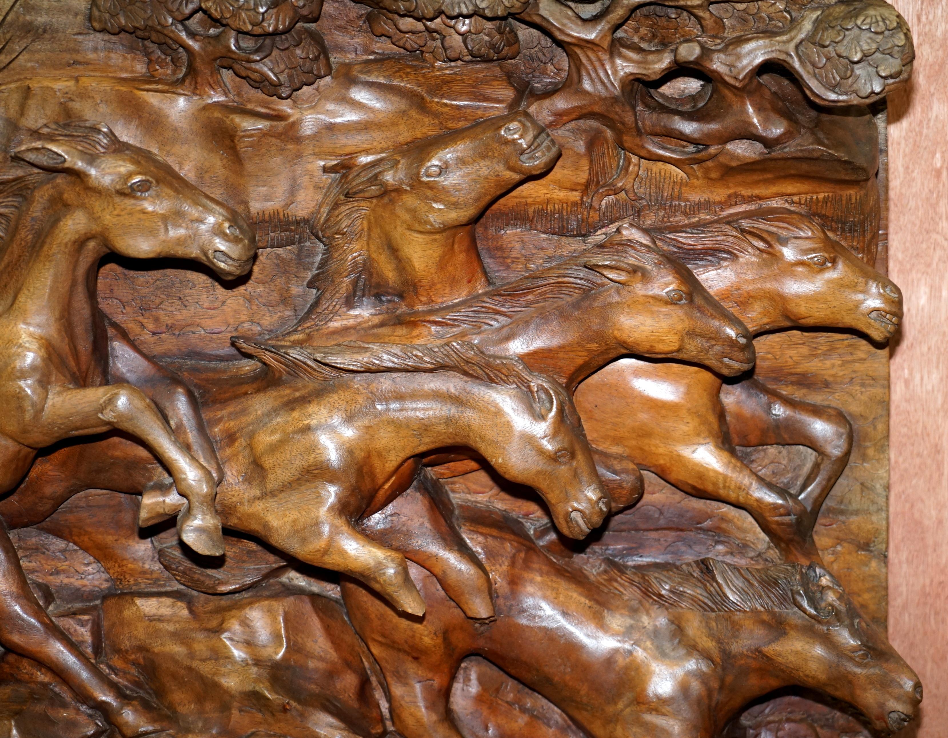 Hand-Crafted Very Large Hand Carved Solid Wood Horse Sculpture 3D Must See
