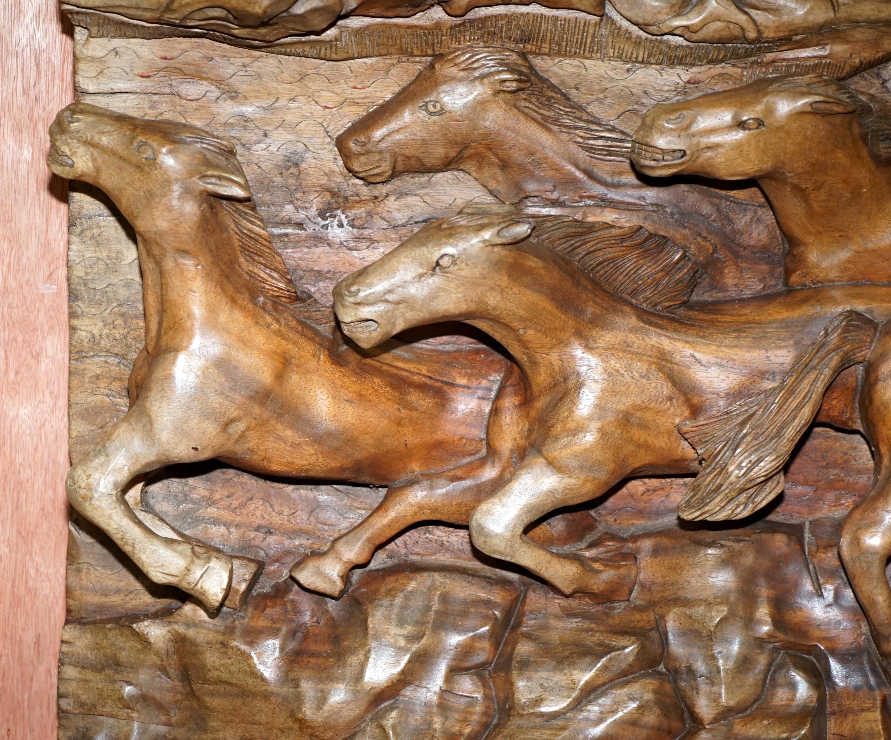 Very Large Hand Carved Solid Wood Horse Sculpture 3D Must See 1
