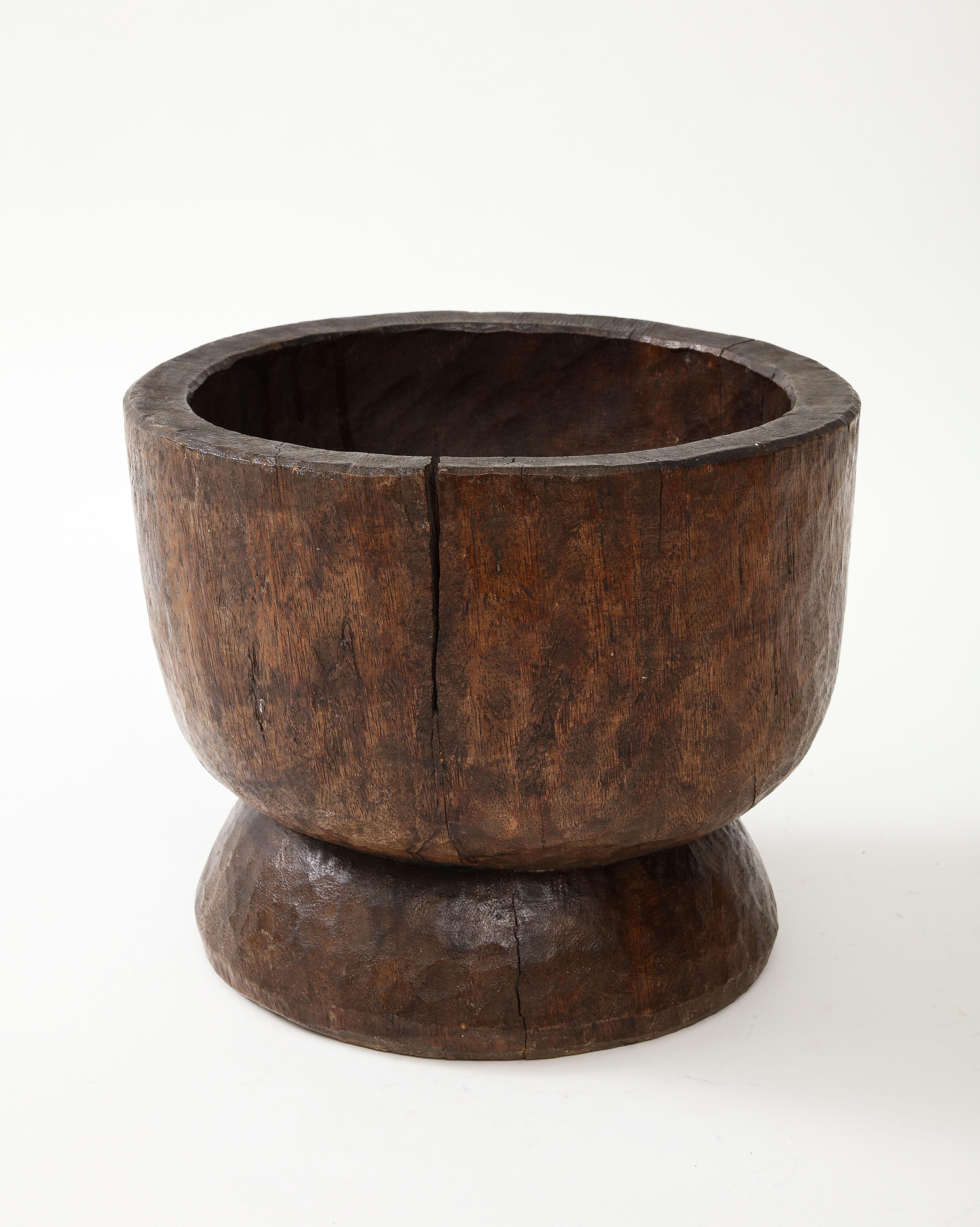 Hand-Carved Very Large Hand Carved Walnut Mortar, France, c. 1900 For Sale
