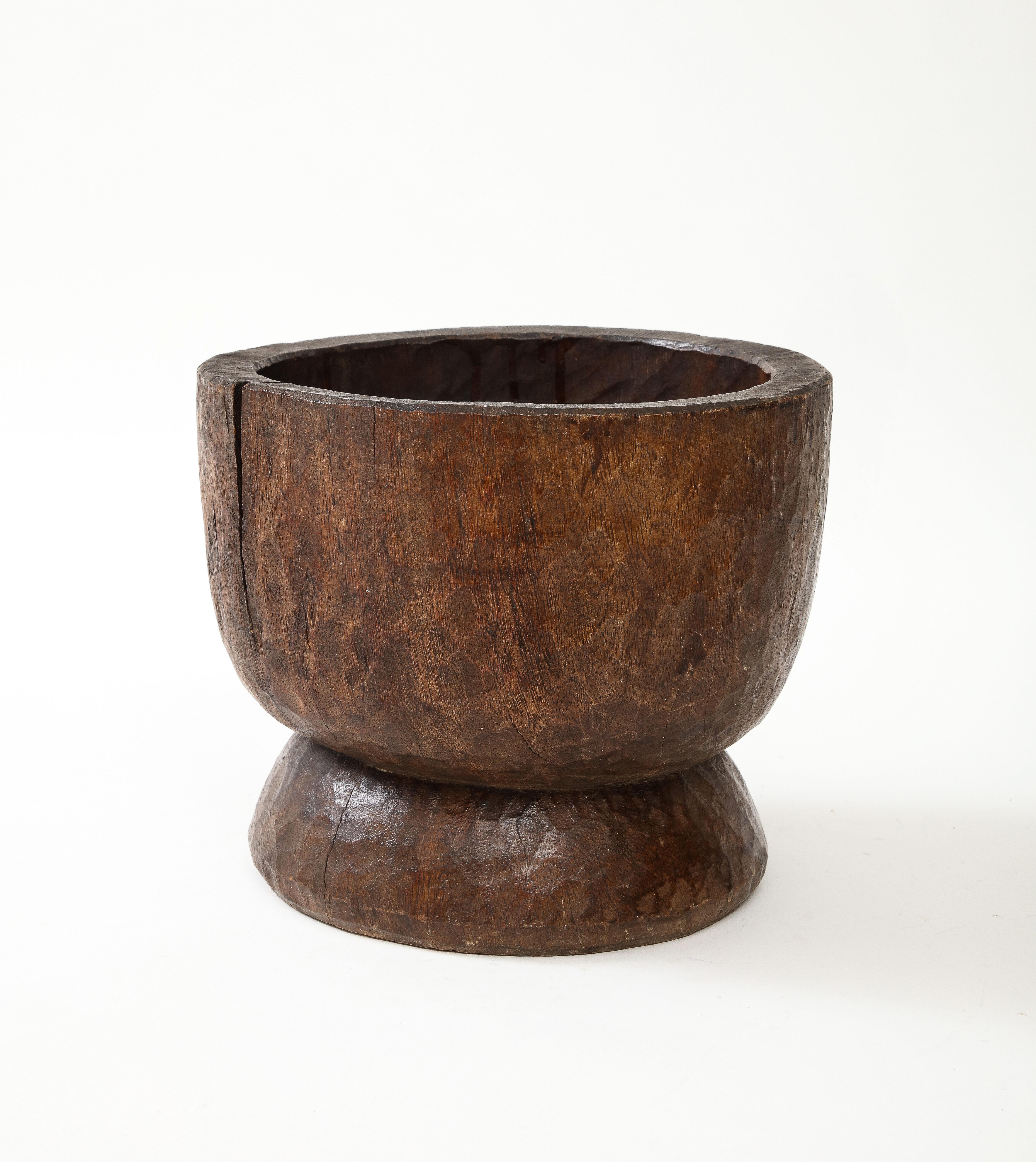 19th Century Very Large Hand Carved Walnut Mortar, France, c. 1900 For Sale