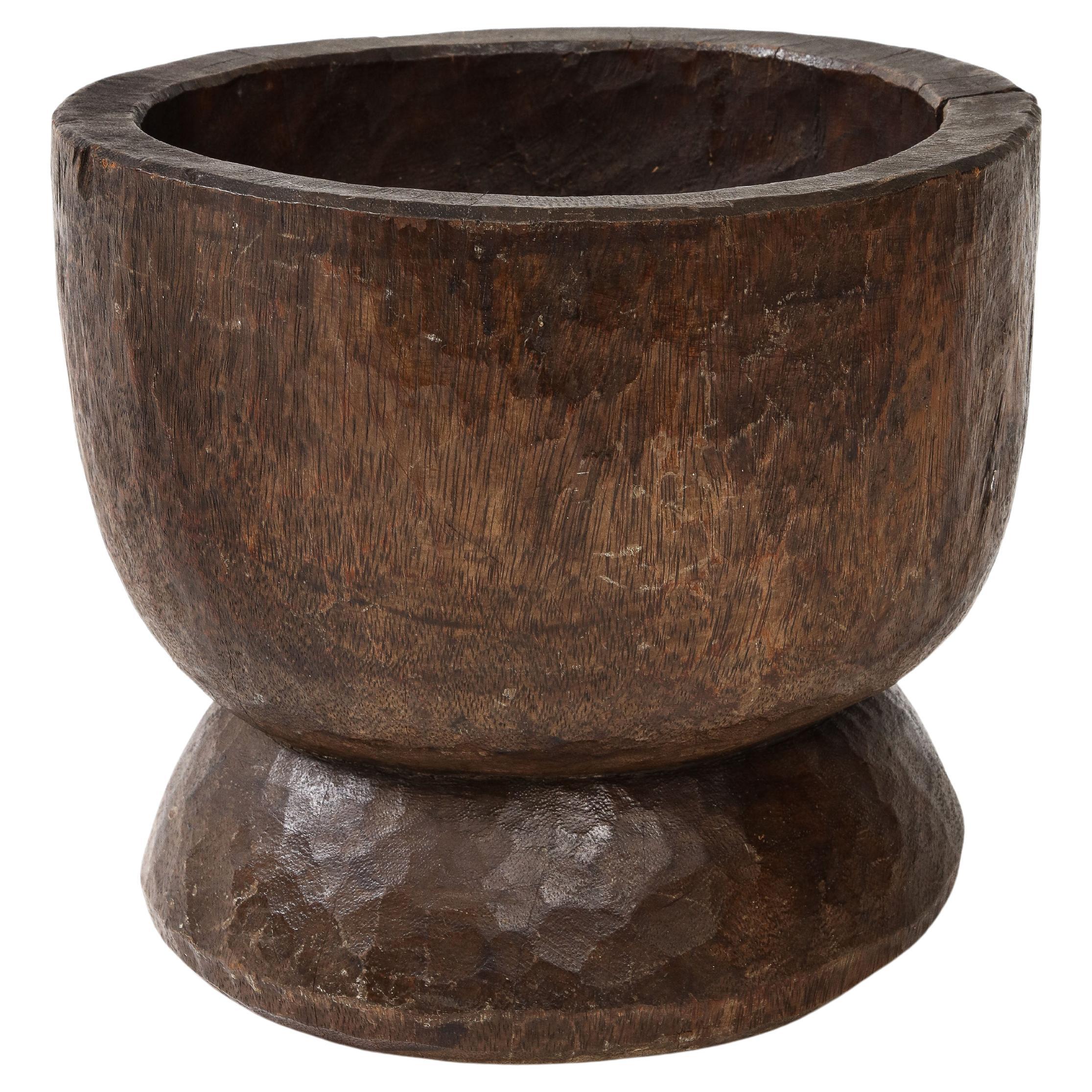 Very Large Hand Carved Walnut Mortar, France, c. 1900 For Sale