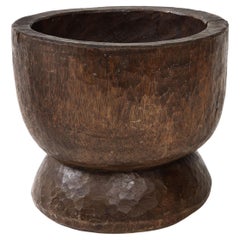 Very Large Hand Carved Walnut Mortar, France, c. 1900