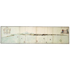 Very Large Hand-Drawn View of St Iago Cape Verde, by Frederici, 1783