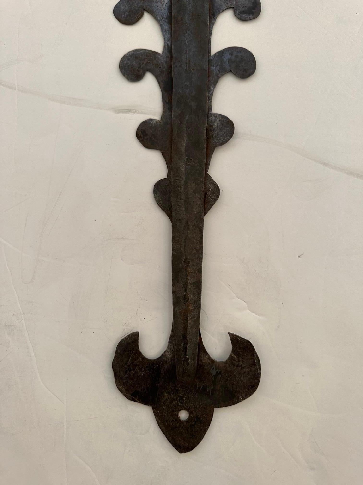 Very Large Hand Forged Iron Candle Sconces For Sale 1