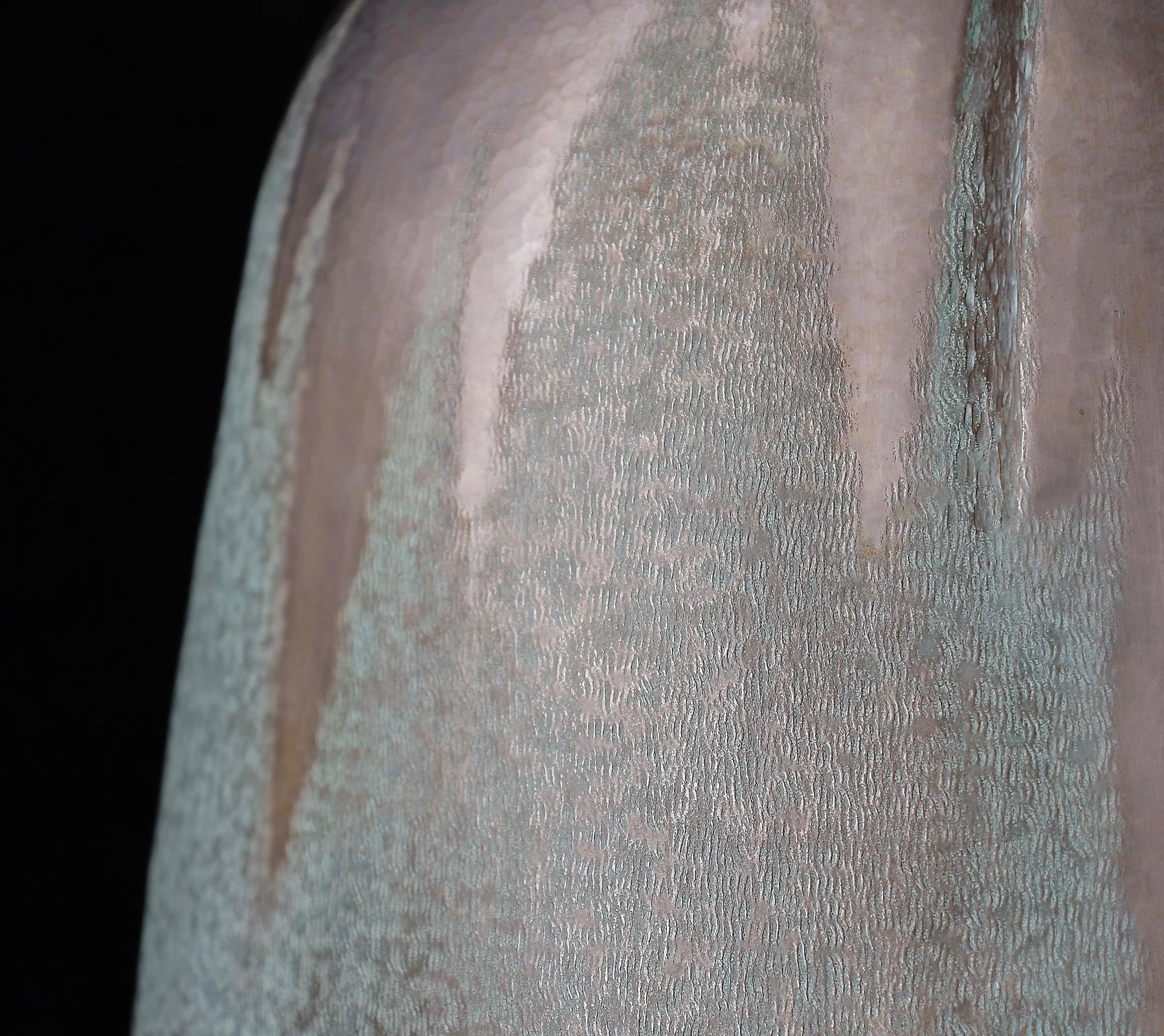 Very large hand hammered signed copper vase For Sale 2