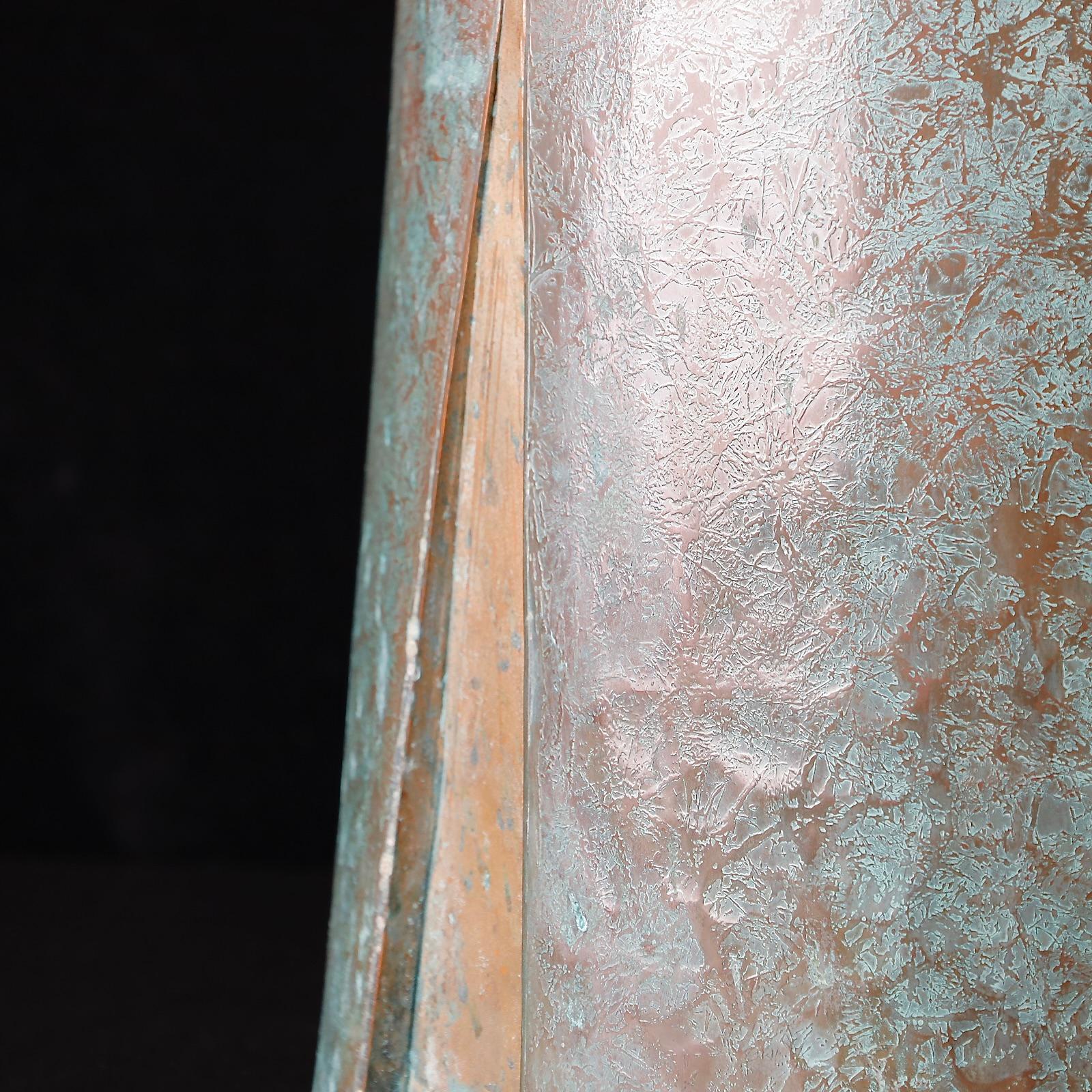 Very large hand hammered signed copper vase For Sale 3