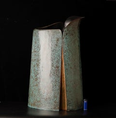 Very large hand hammered signed copper vase