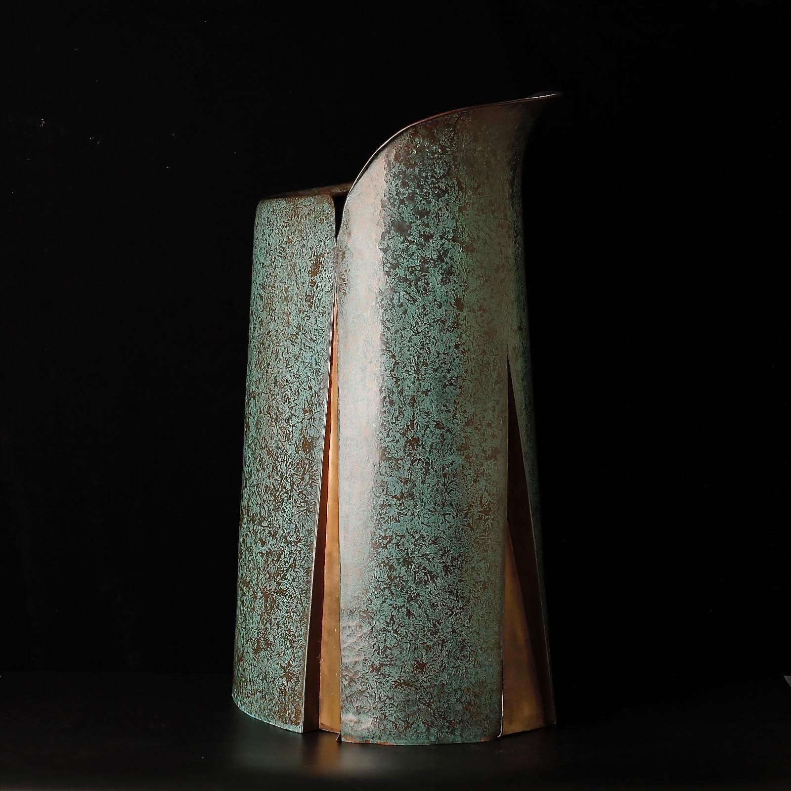 Japanese Very large hand hammered signed copper vase For Sale