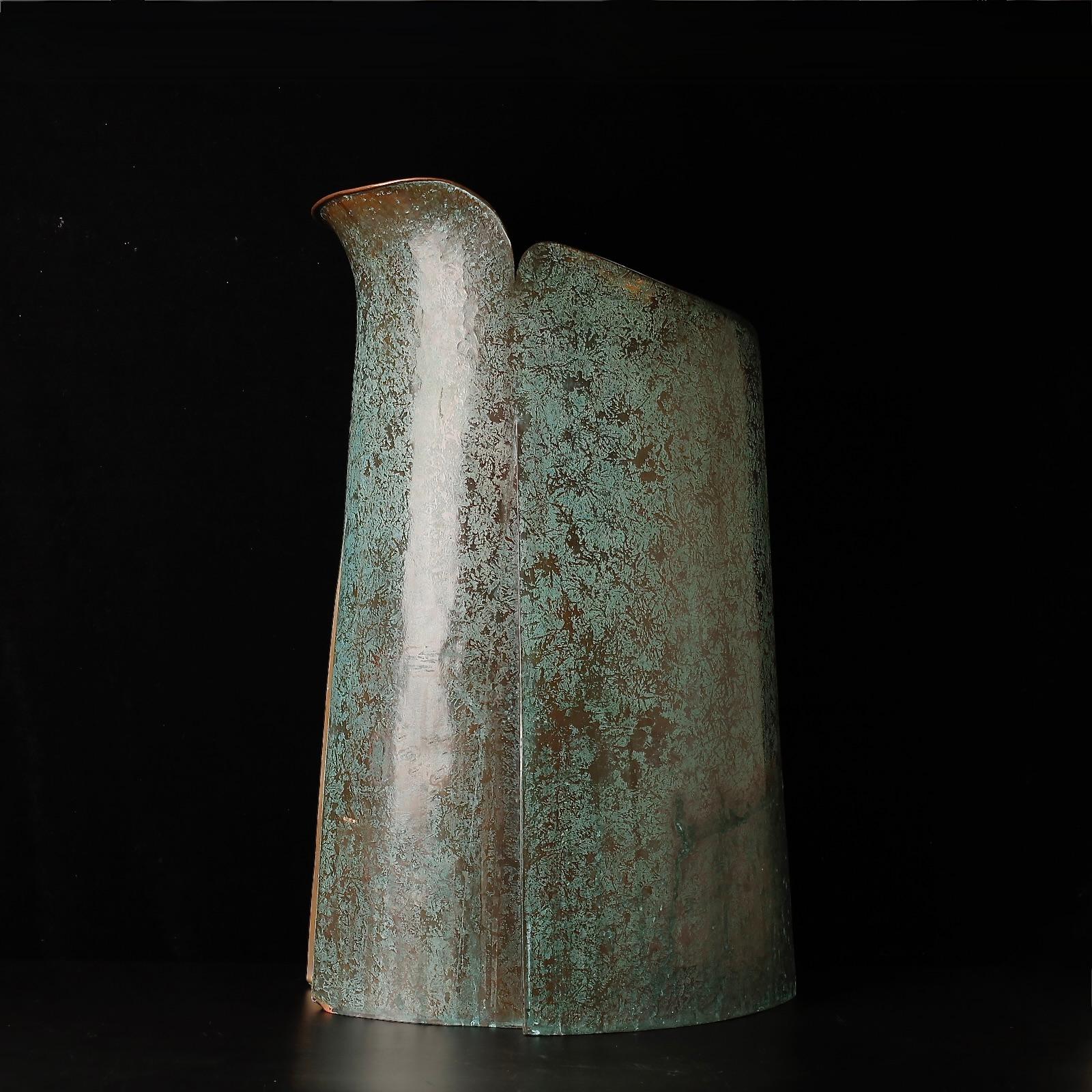 20th Century Very large hand hammered signed copper vase For Sale