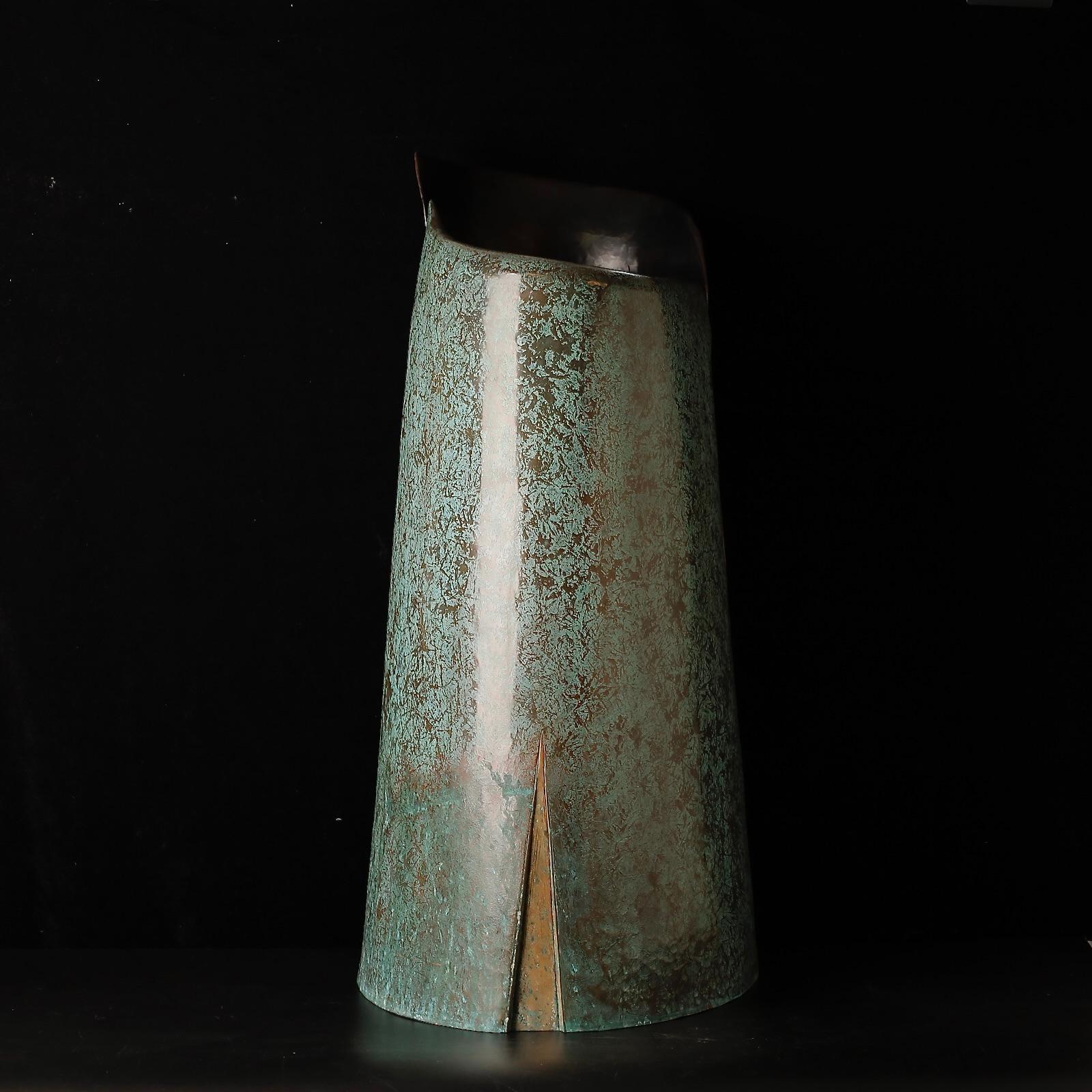 Very large hand hammered signed copper vase For Sale 1