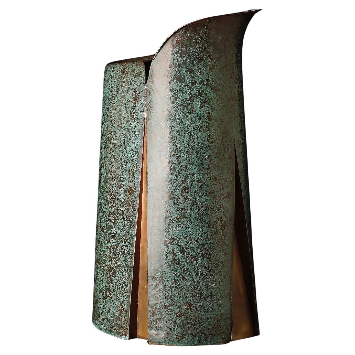 Very large hand hammered signed copper vase