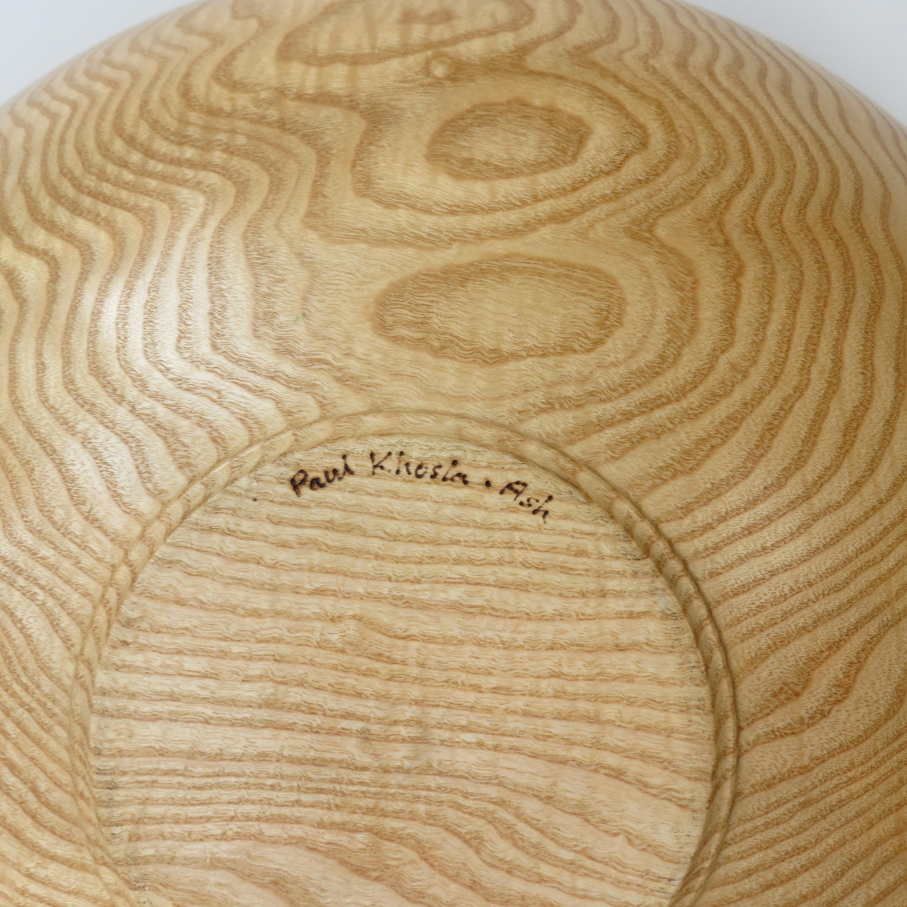 Very large hand turned Rippled Ash Bowl Made in England For Sale 5