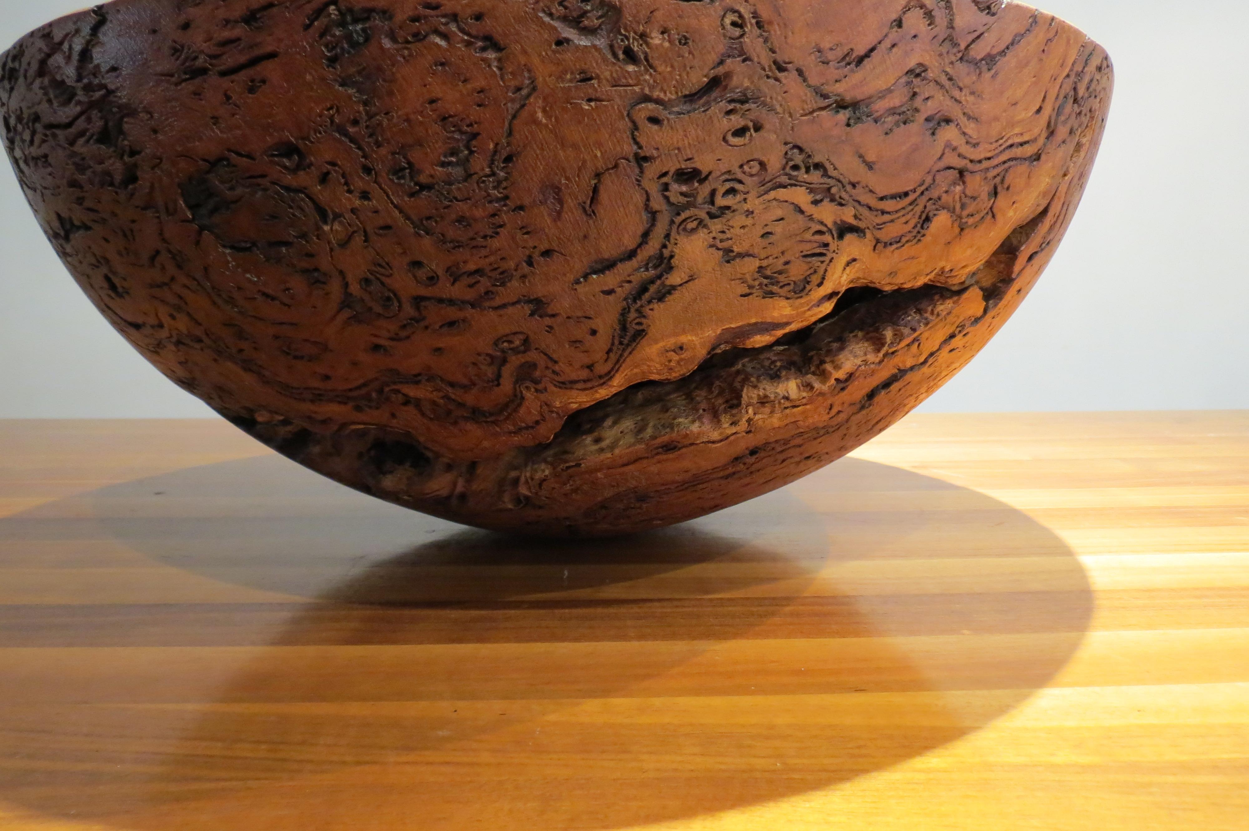Very Large Hand-Turned Wooden Bowl Sculpture by Mike Chai Burr Oak 5