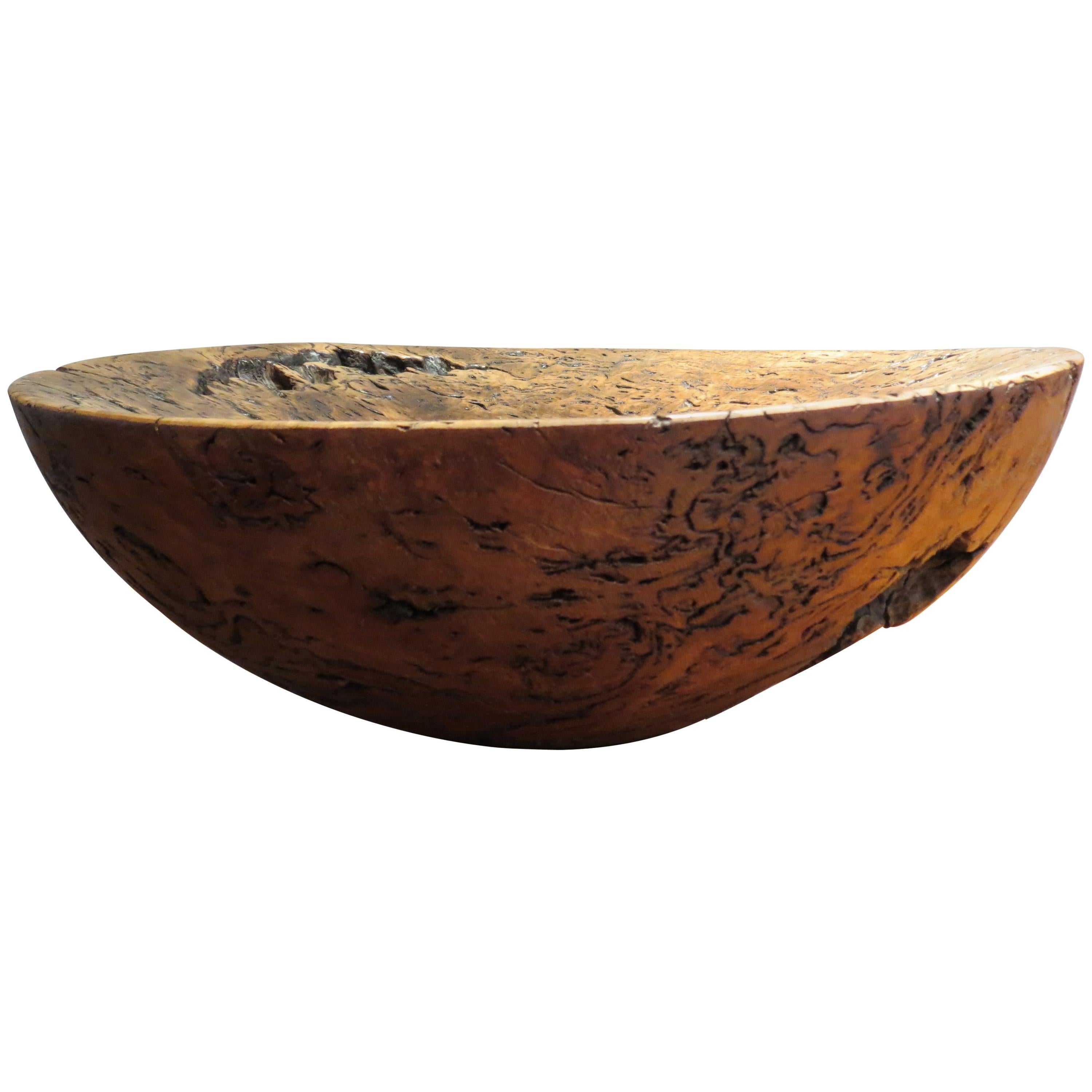 Very Large Hand-Turned Wooden Bowl Sculpture by Mike Chai Burr Oak