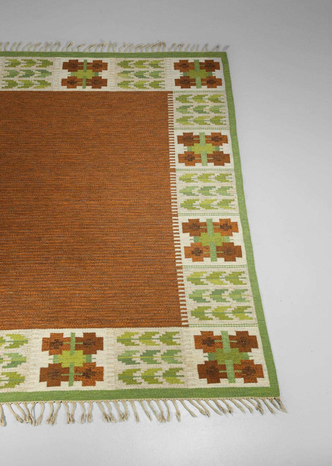 Very Large Hand Woven Scandinavian Rug from the 60's by Berit Woelfer For Sale 2