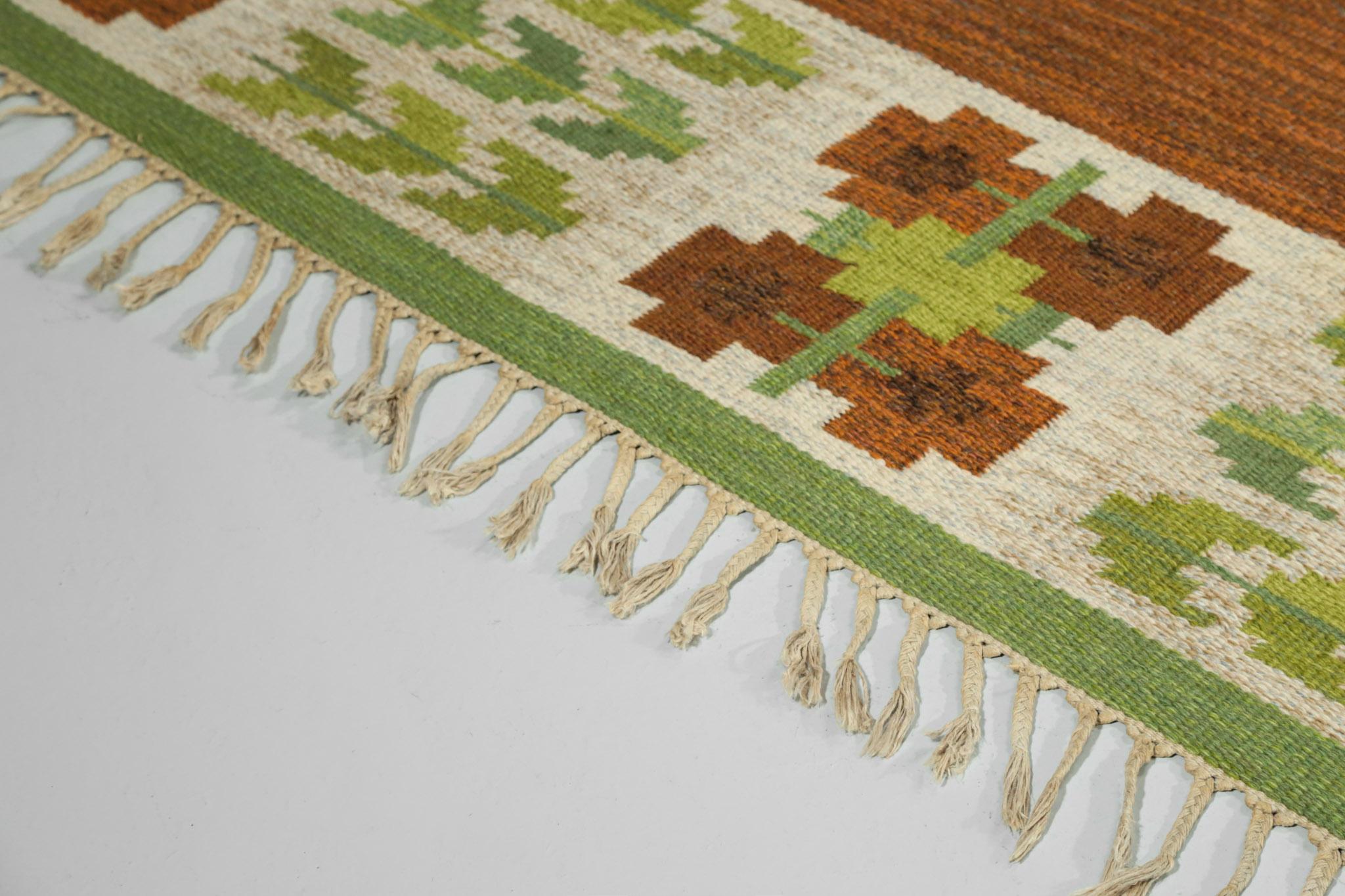 Mid-20th Century Very Large Hand Woven Scandinavian Rug from the 60's by Berit Woelfer For Sale