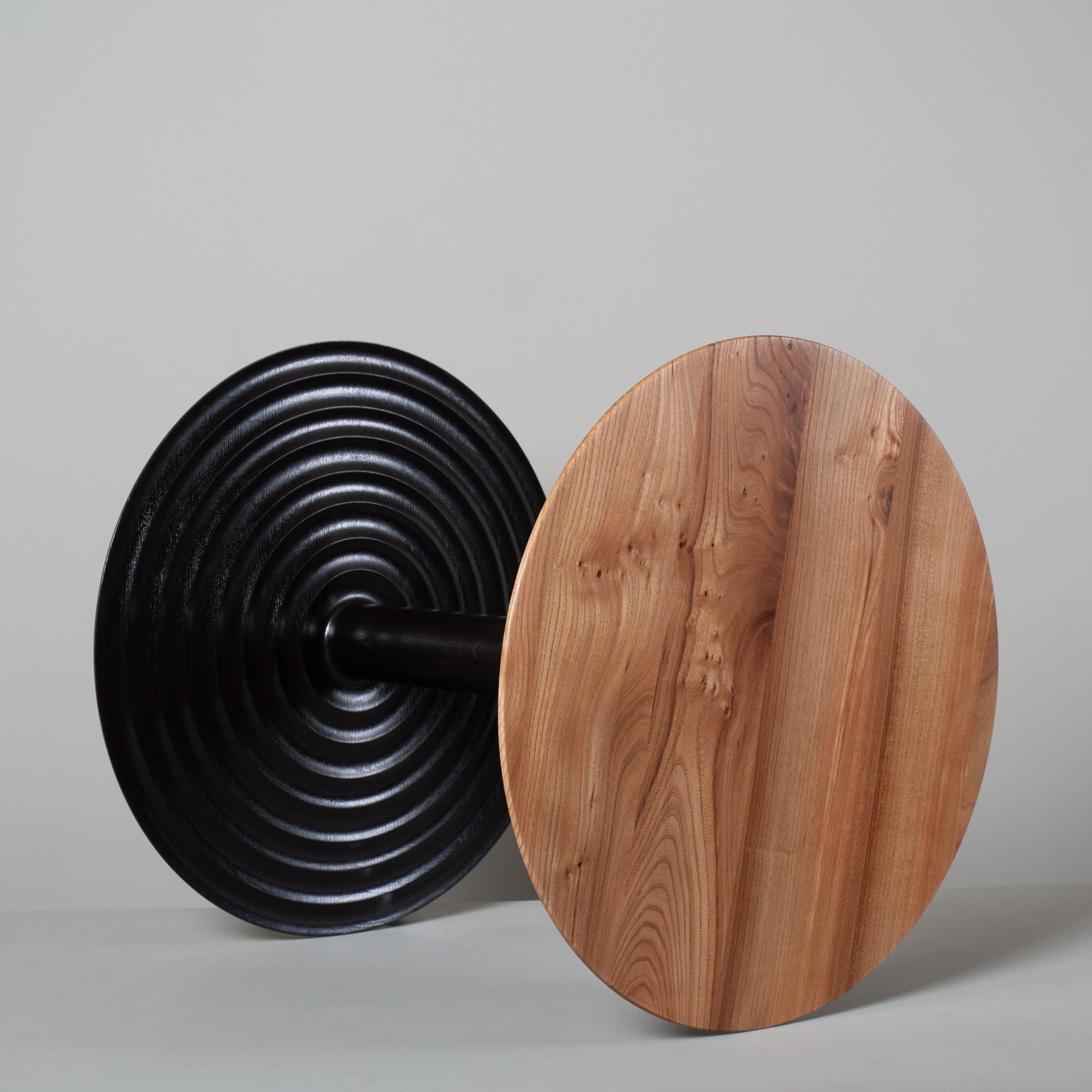 Skilfully hand-turned and handcrafted very large version of our rippled side tables. Constructed from English elm with an ebonised column and rippled base of English ash.
This is a bespoke piece of fine quality, handmade in London by our craftsman