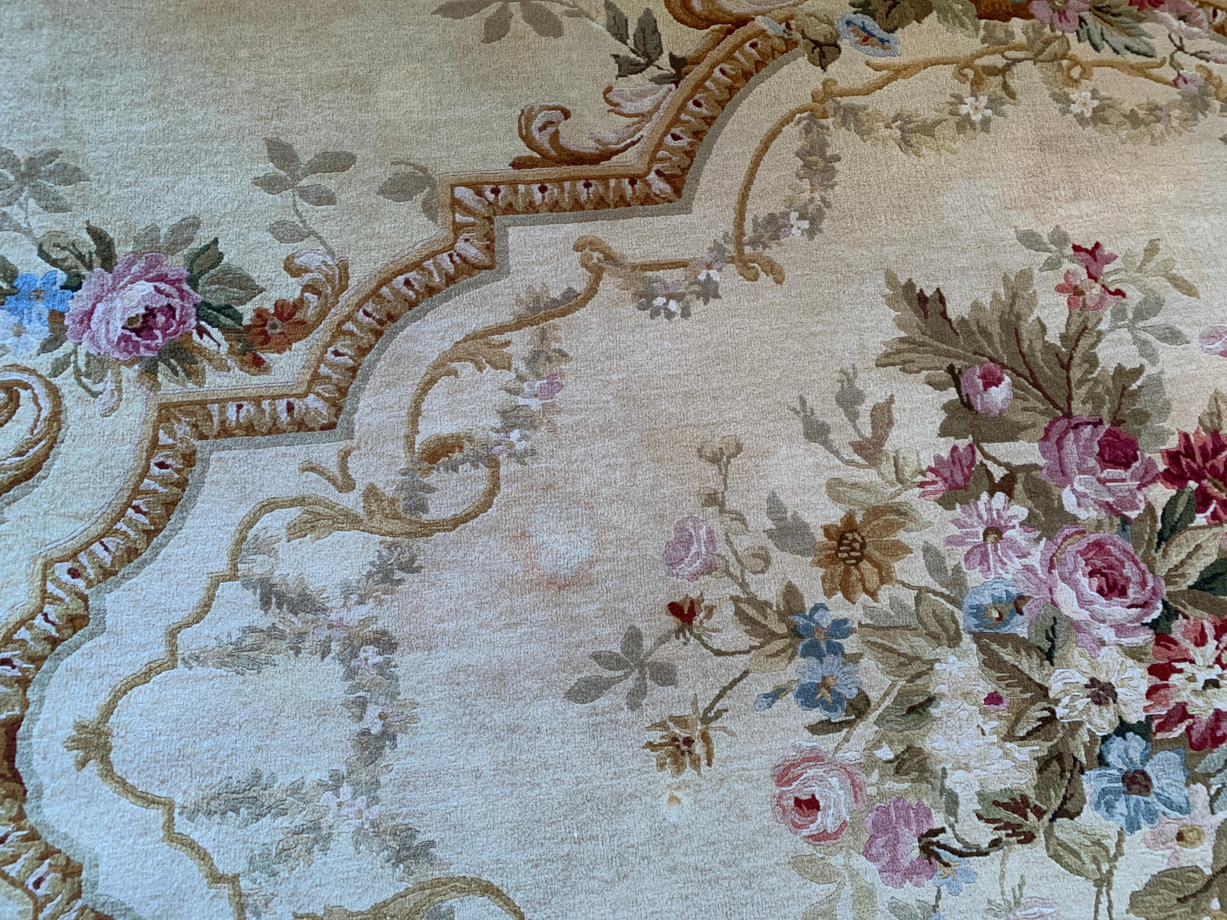 Very Large Handmade 12’ x 15’ French Aubusson or Savonnerie Style Opulent Rug 3