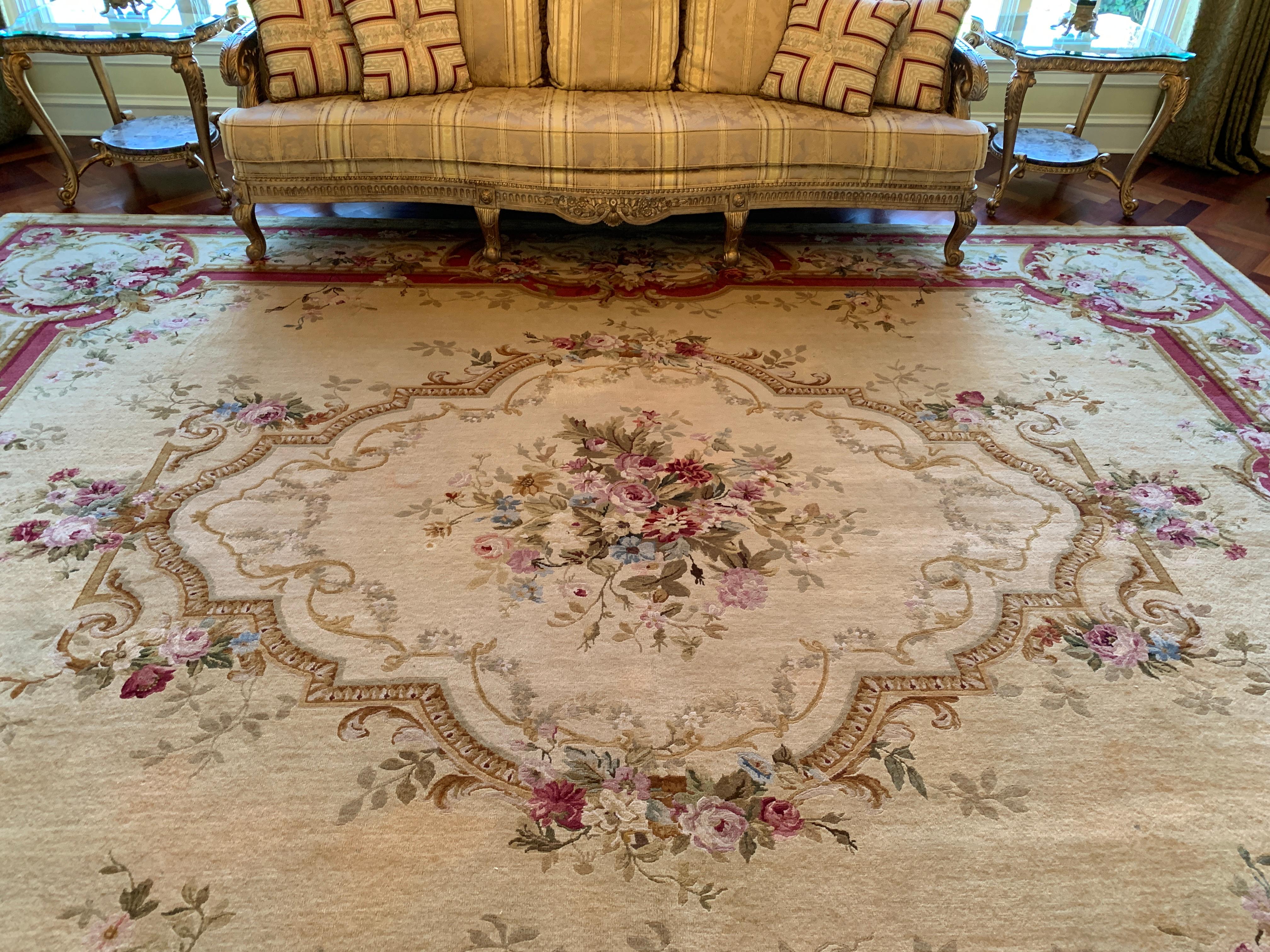 Very Large Handmade 12’ x 15’ French Aubusson or Savonnerie Style Opulent Rug 9