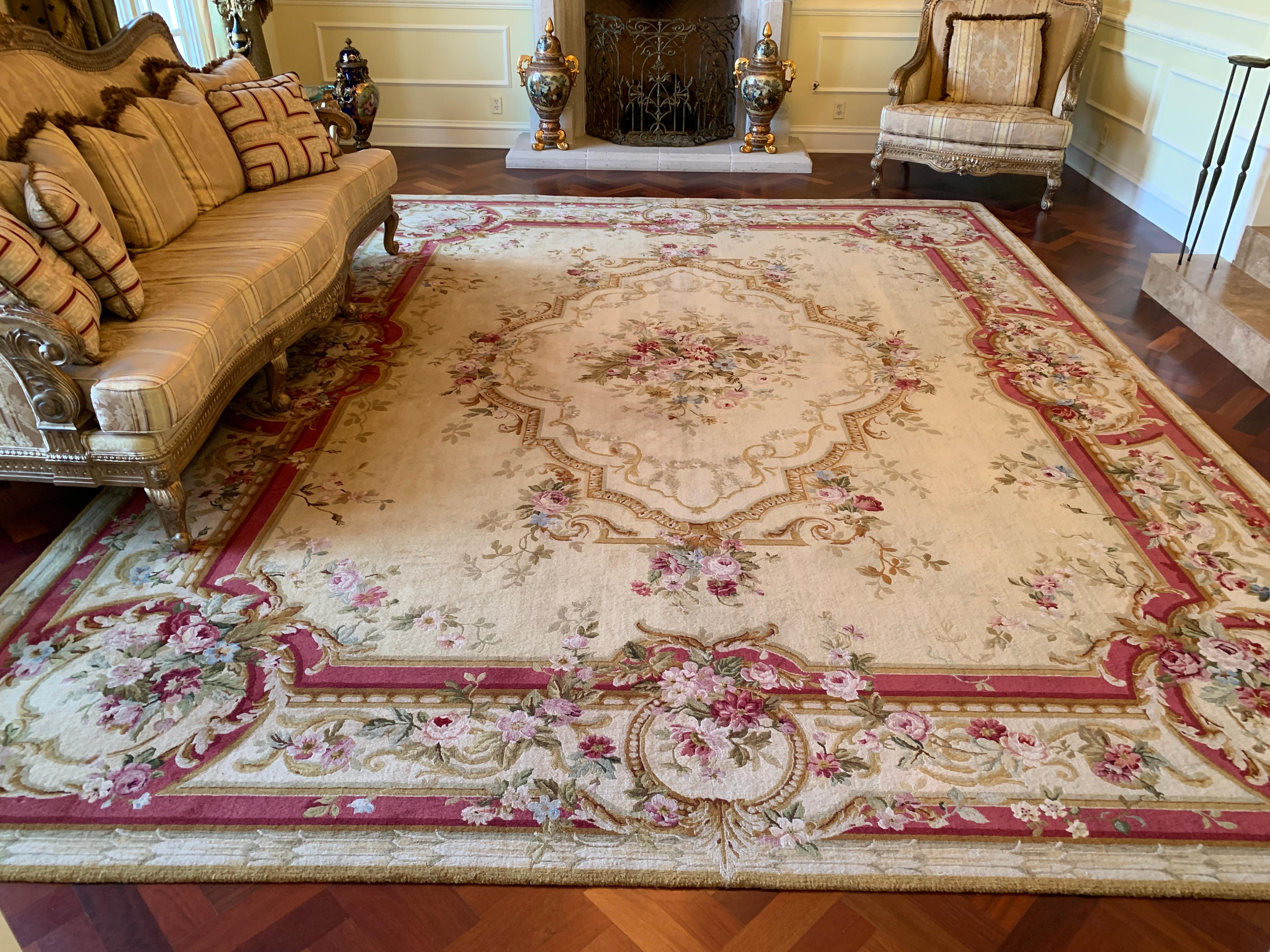 Very Large Handmade 12’ x 15’ French Aubusson or Savonnerie Style Opulent Rug 10