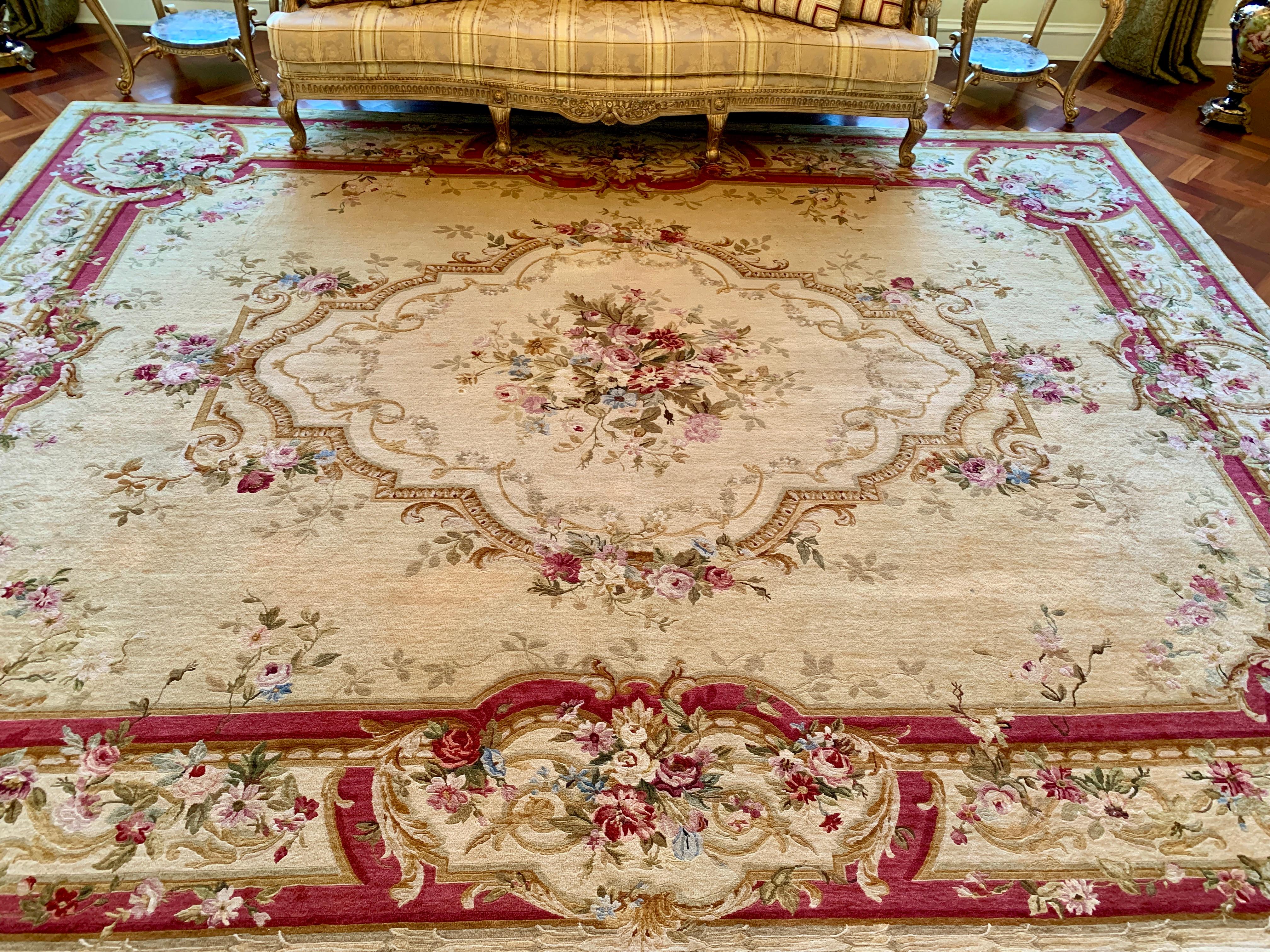 Contemporary Very Large Handmade 12’ x 15’ French Aubusson or Savonnerie Style Opulent Rug