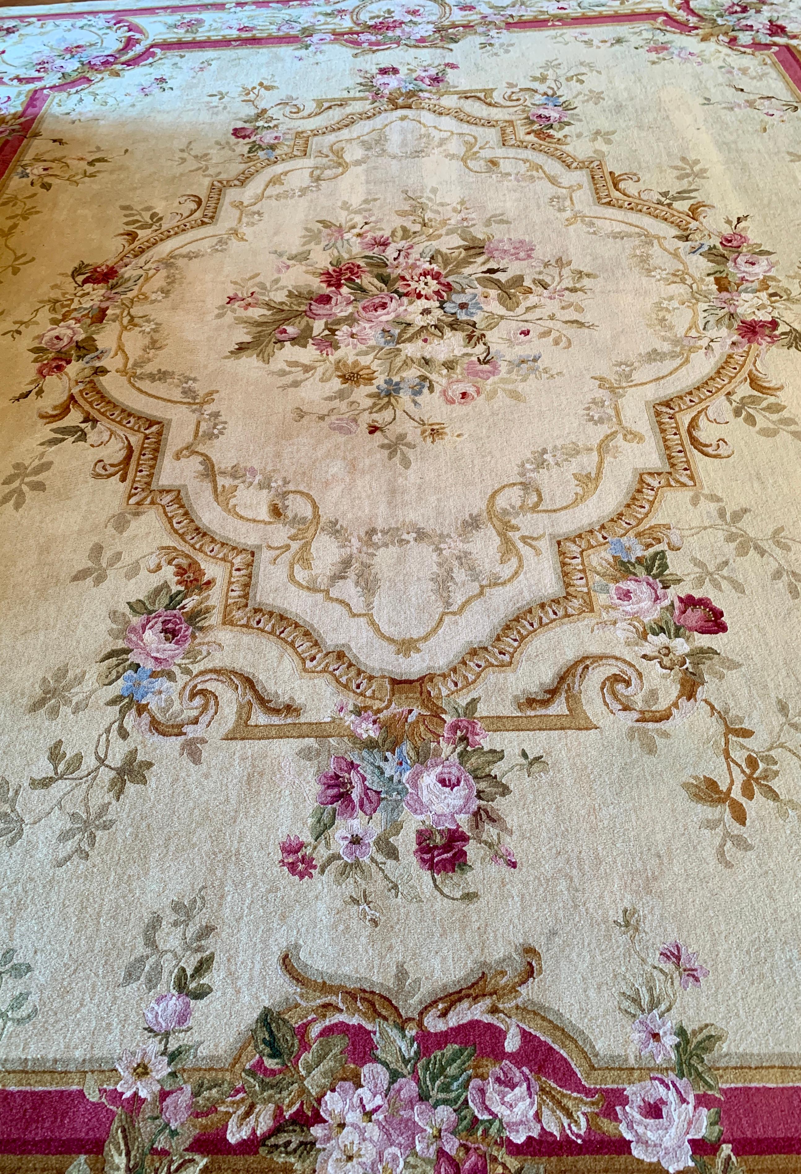Very Large Handmade 12’ x 15’ French Aubusson or Savonnerie Style Opulent Rug 1