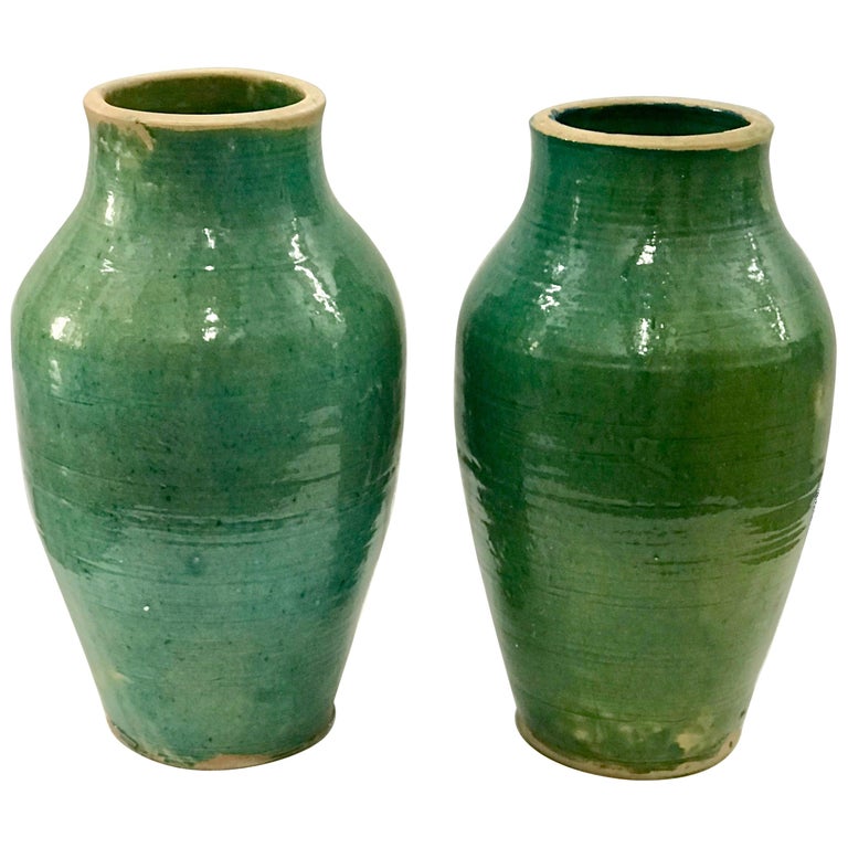 Very Large Handmade Rustic Farmhouse Blue Green Glazed Terracotta Very Large Handmade Rustic Farmhouse Blue Green Glazed Terracotta Clay Pots Jars For