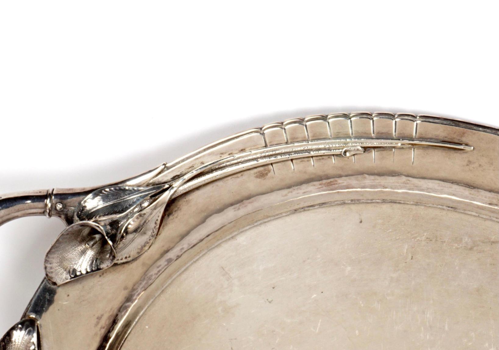 Art Nouveau Very Large Heavy 12 Pound Sterling Silver Tray Signed Yvar Peterson